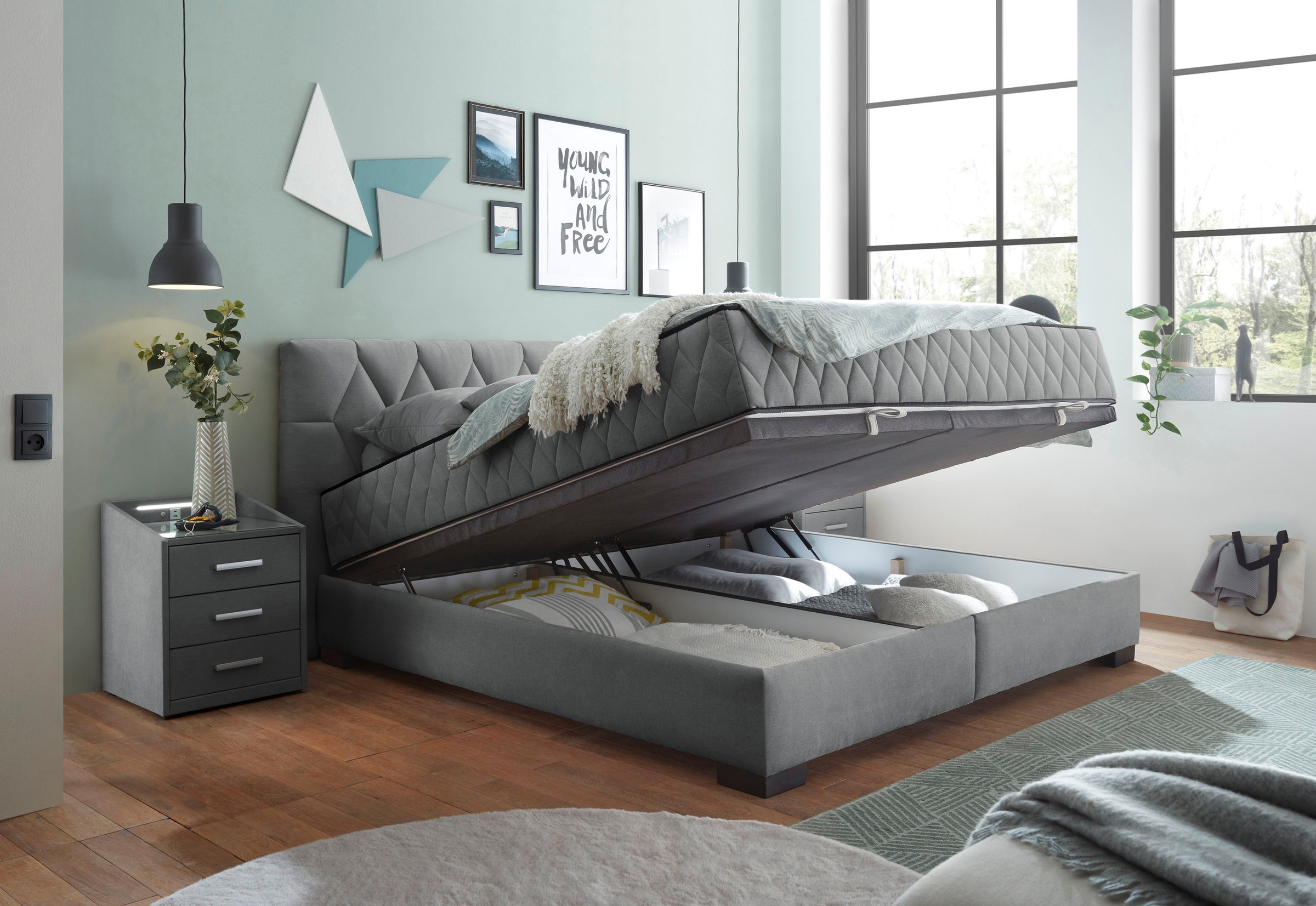 ED EXCITING DESIGN Boxbett »Nagol«, mit Bettkasten, mit Wendematratze, erhältlich in verschiedenen Breiten