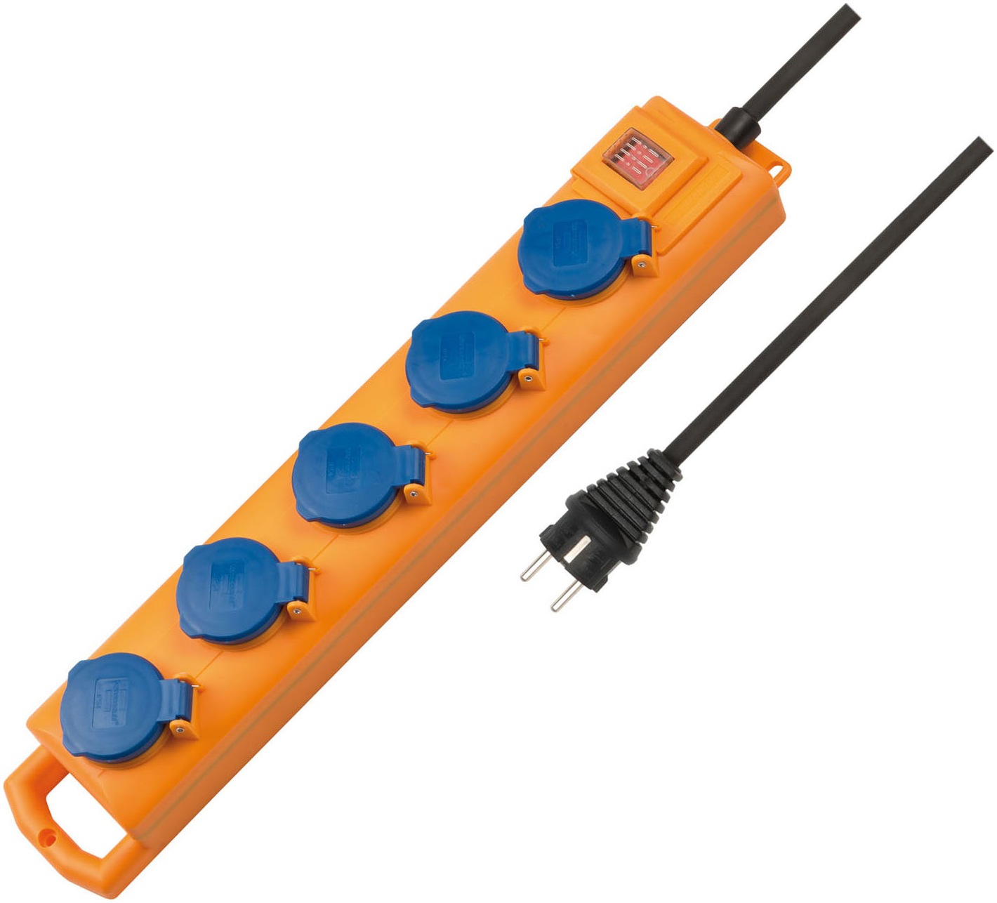 BRENNENSTUHL Steckdosenverteiler "Super-Solid SL 554 DE IP54 5-fach 2m H07RN-F3G1,5 mit Schalter", 2morange, blau, Steckdosenleisten