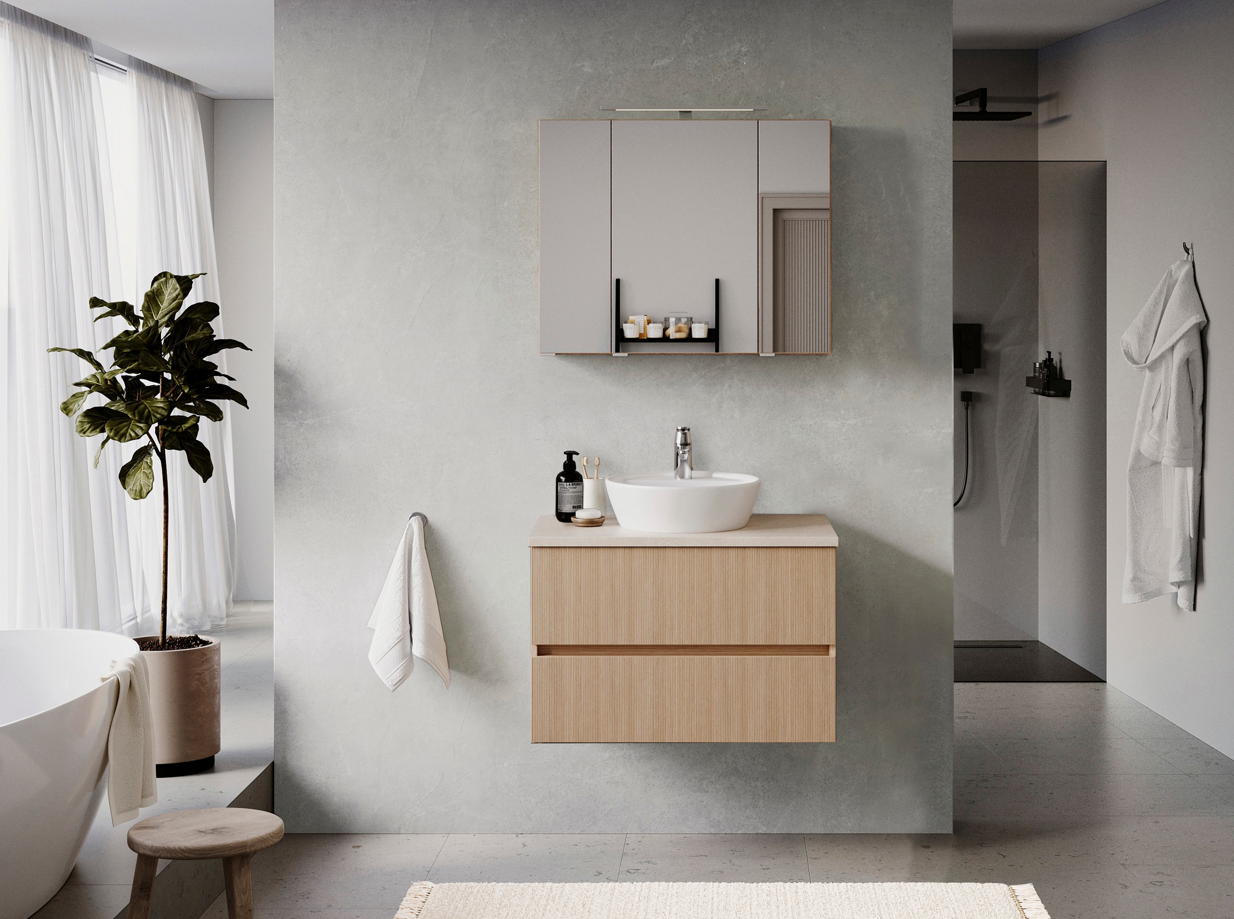 welltime Badmöbel-Set "EIXO, Set aus Spiegelschrank und Waschtisch inkl. Be günstig online kaufen