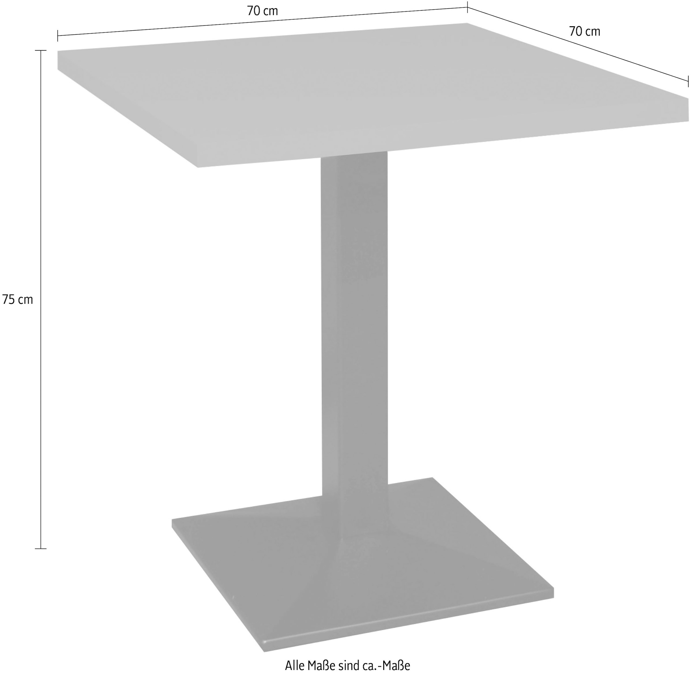 Mäusbacher Bistrotisch »Big Bistro Metall« Quadrat-Säulengestell, eckige Platte BHT 70x75x70 cm