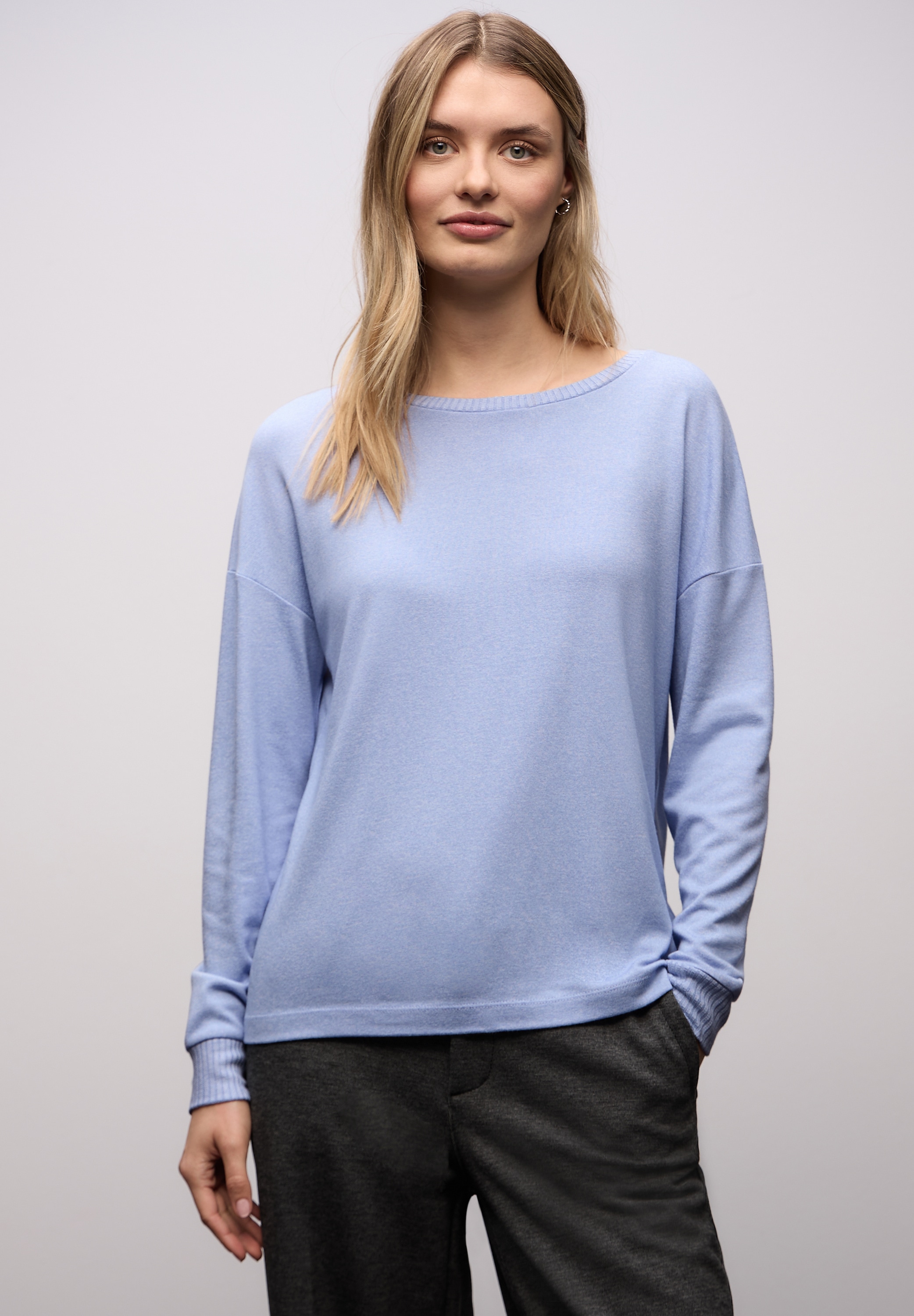 STREET ONE Langarmshirt im Melange Look günstig online kaufen