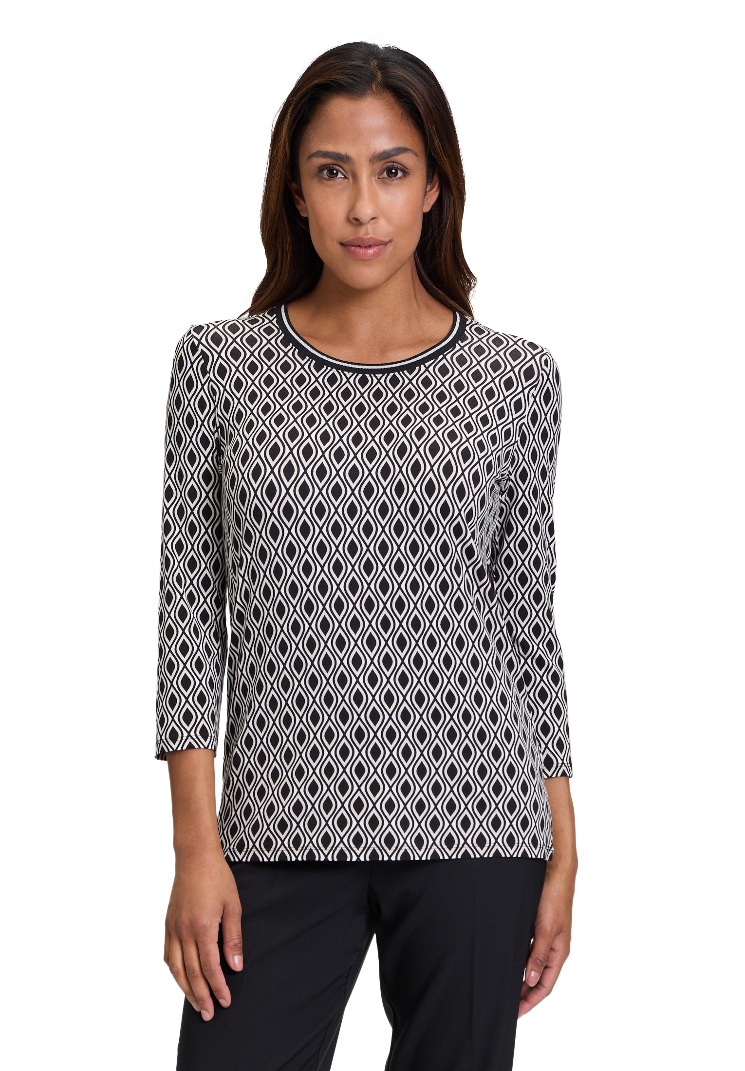 Betty Barclay 3/4-Arm-Shirt "Betty Barclay Basic Shirt mit Print", Rippbündchen