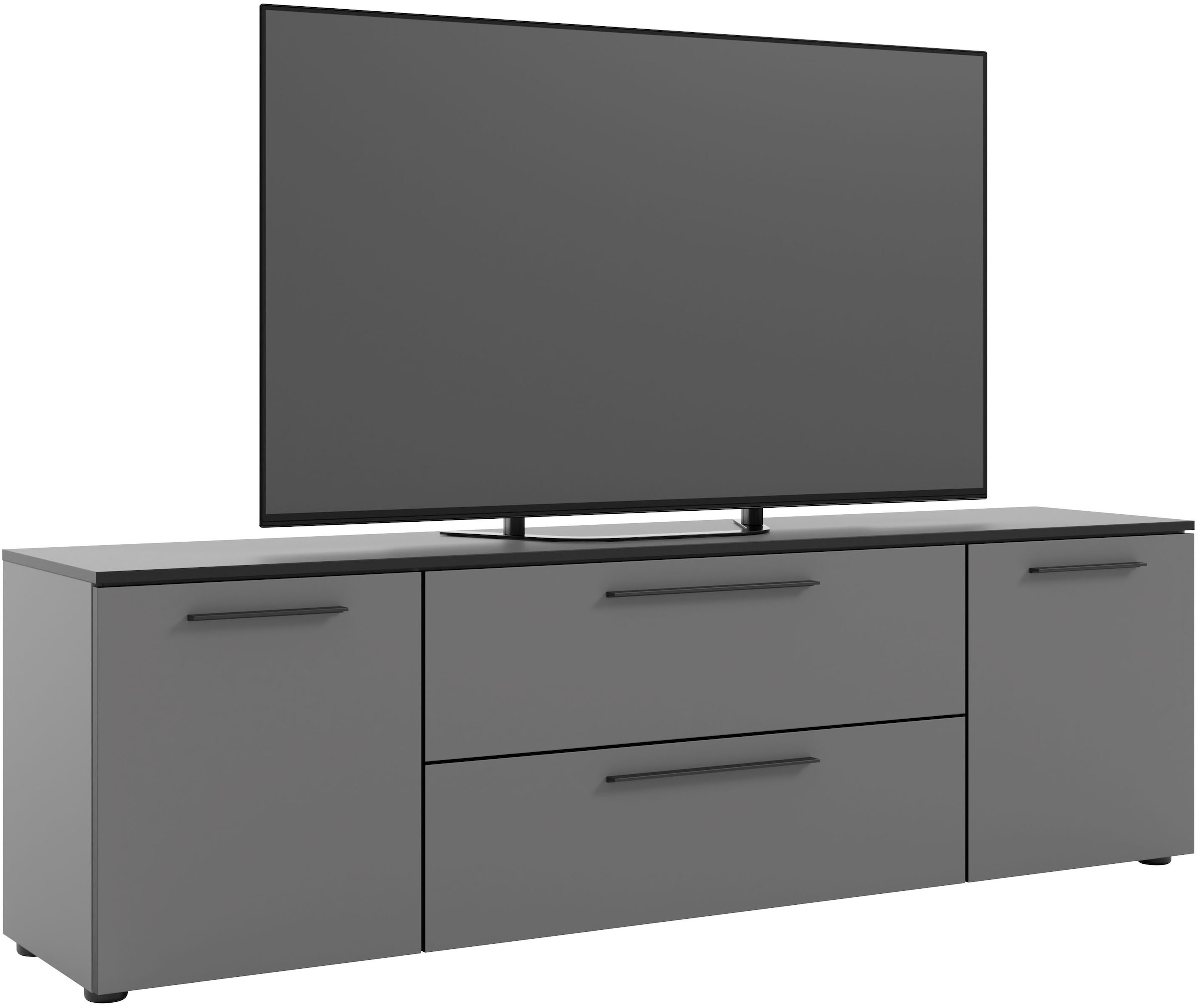 Manjana Möbel Lowboard »mit Schwarz matten Metallgriffen«