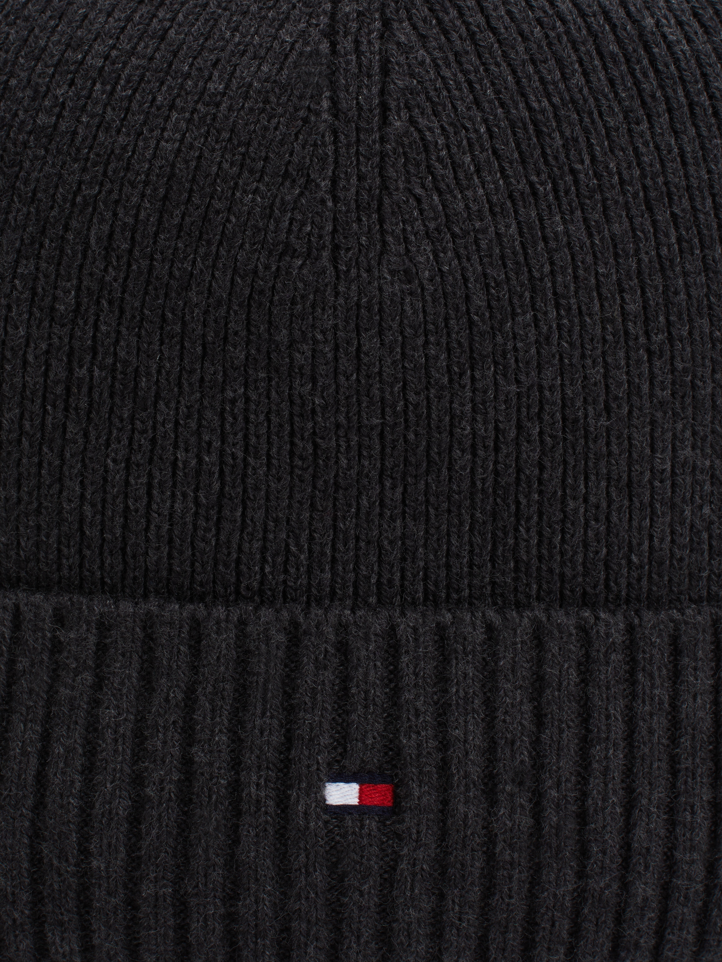 Tommy Hilfiger Strickmütze »TH FLAG PIMA COTTON BEANIE«, mit Logostickerei