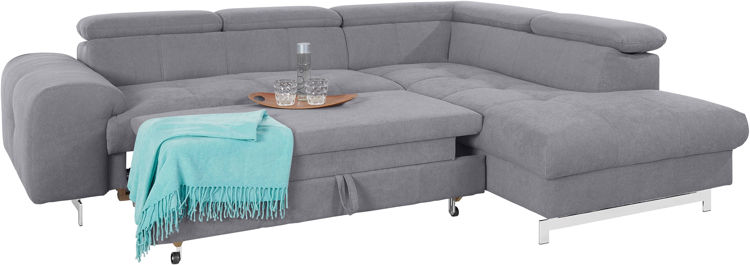 COTTA Ecksofa »Chef L-Form«, mit Kopfteilverstellung, edle Metallkufen, wahlweise mit Bettfunktion