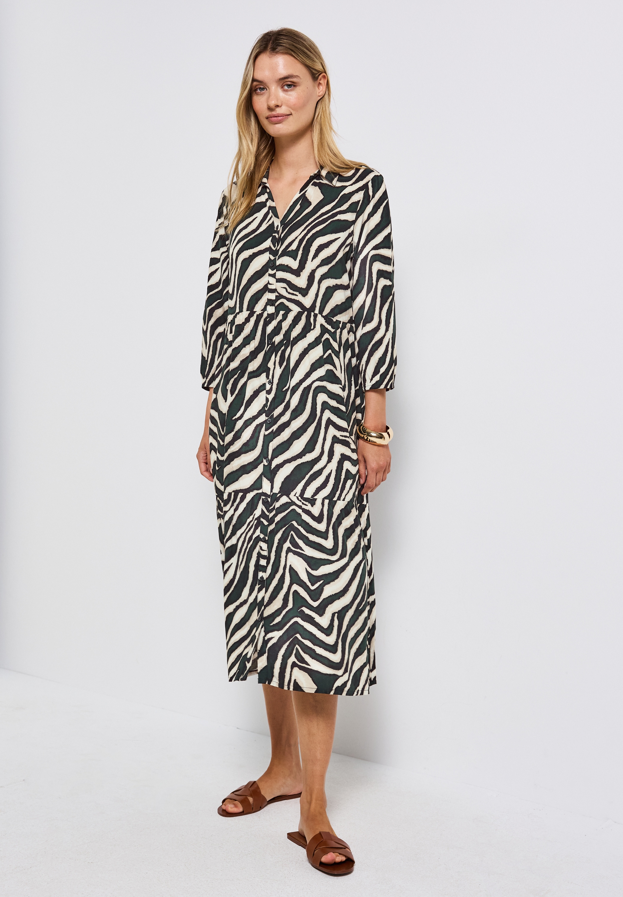 STREET ONE Volantkleid, Sommerkleid 3/4-Arm und gemustert günstig online kaufen