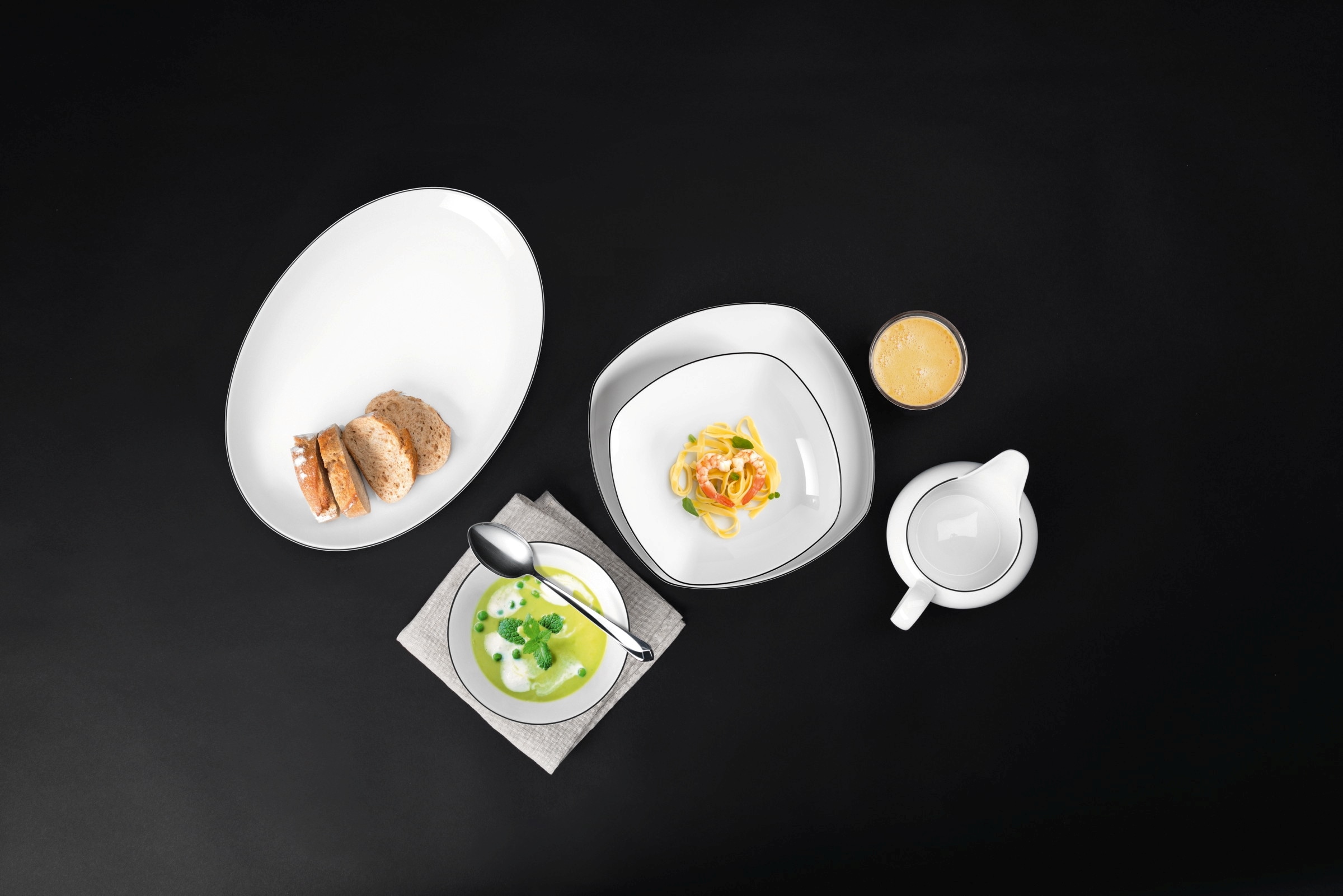 Seltmann Weiden Frühstücksteller »Lido Black Line« Teller eckig 20 cm