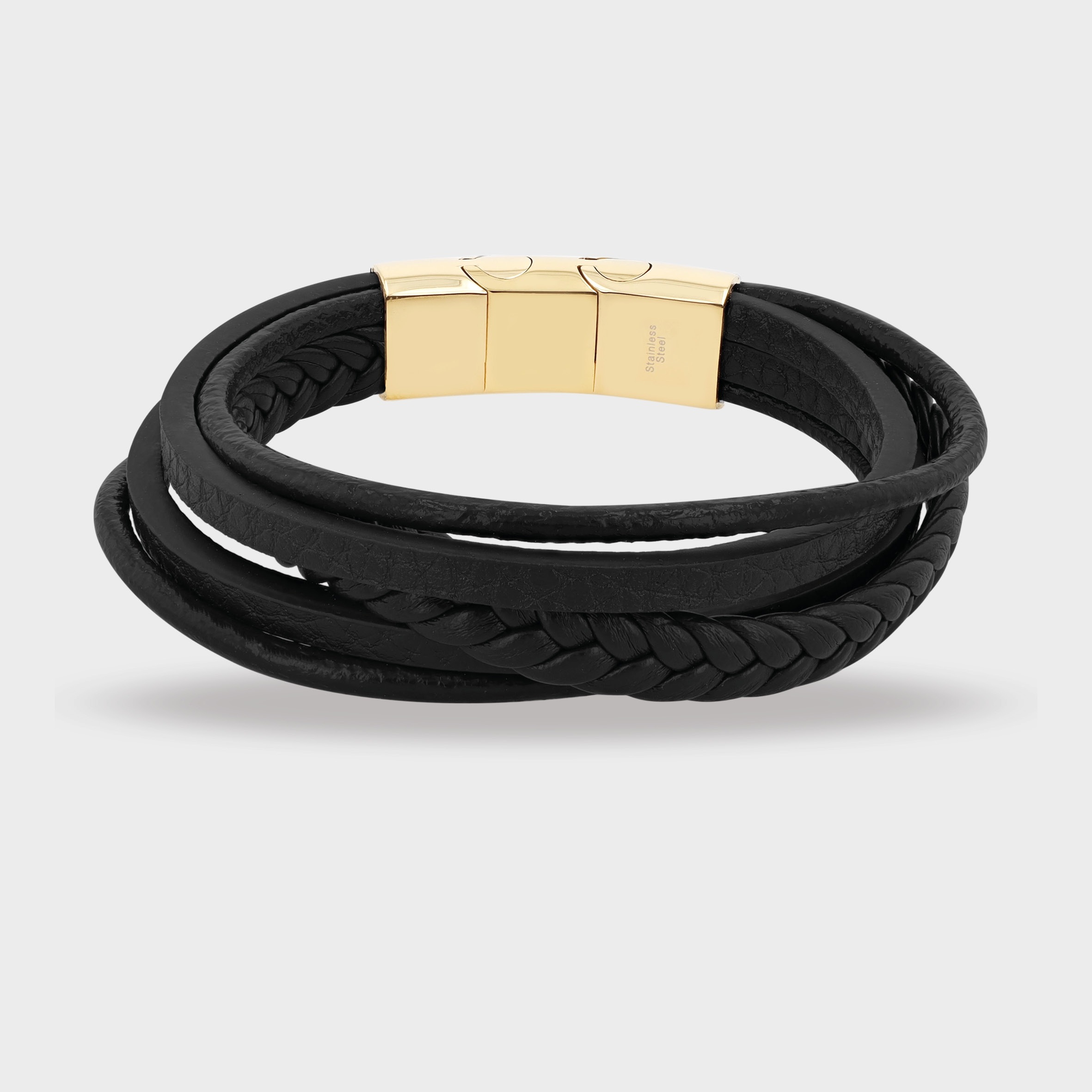 Armband ADELIA´S "Herren Armband – Lederarmband aus Leder 21 cm", schwarz, Armbänder, Herren, 21cm, Leder, Armband, Perfekt als Geschenk zum Geburtstag 2