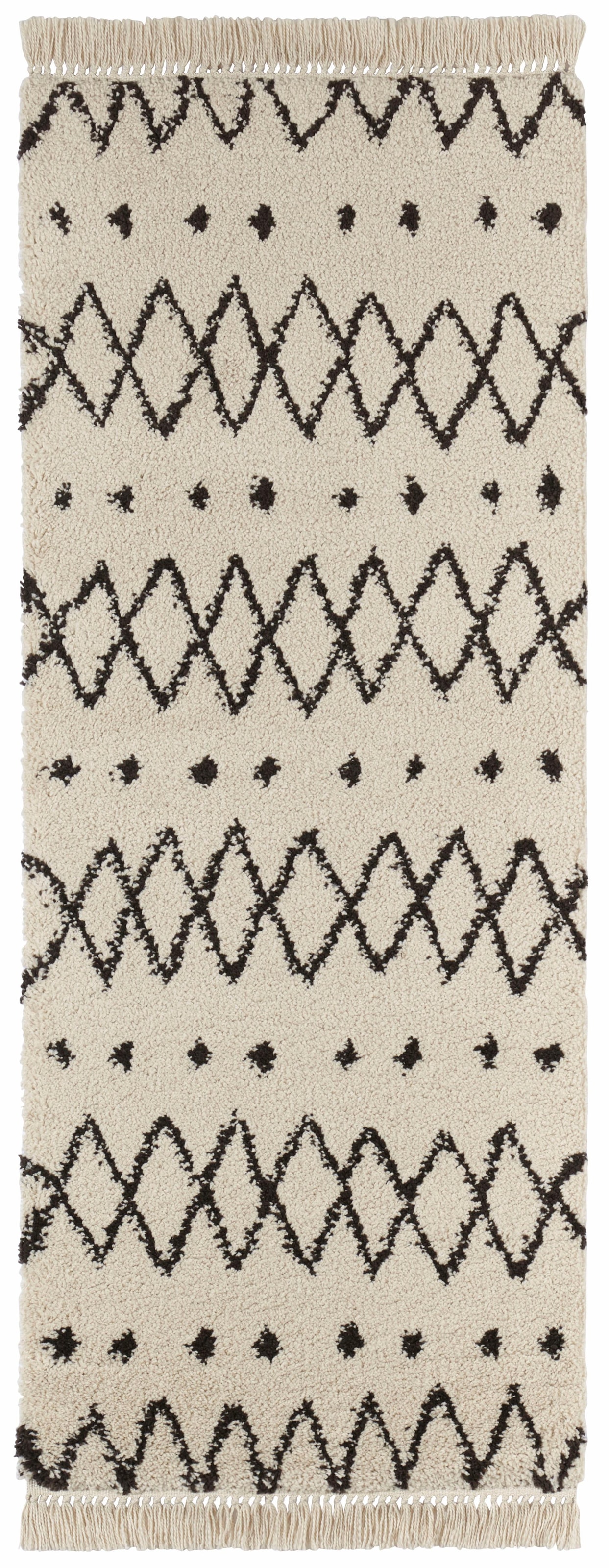 freundin Home Collection Hochflor-Läufer »Calla«, rechteckig, 35 mm Höhe, weicher Flor, Zickzack Muster mit Fransen, Robust, Pflegeleicht