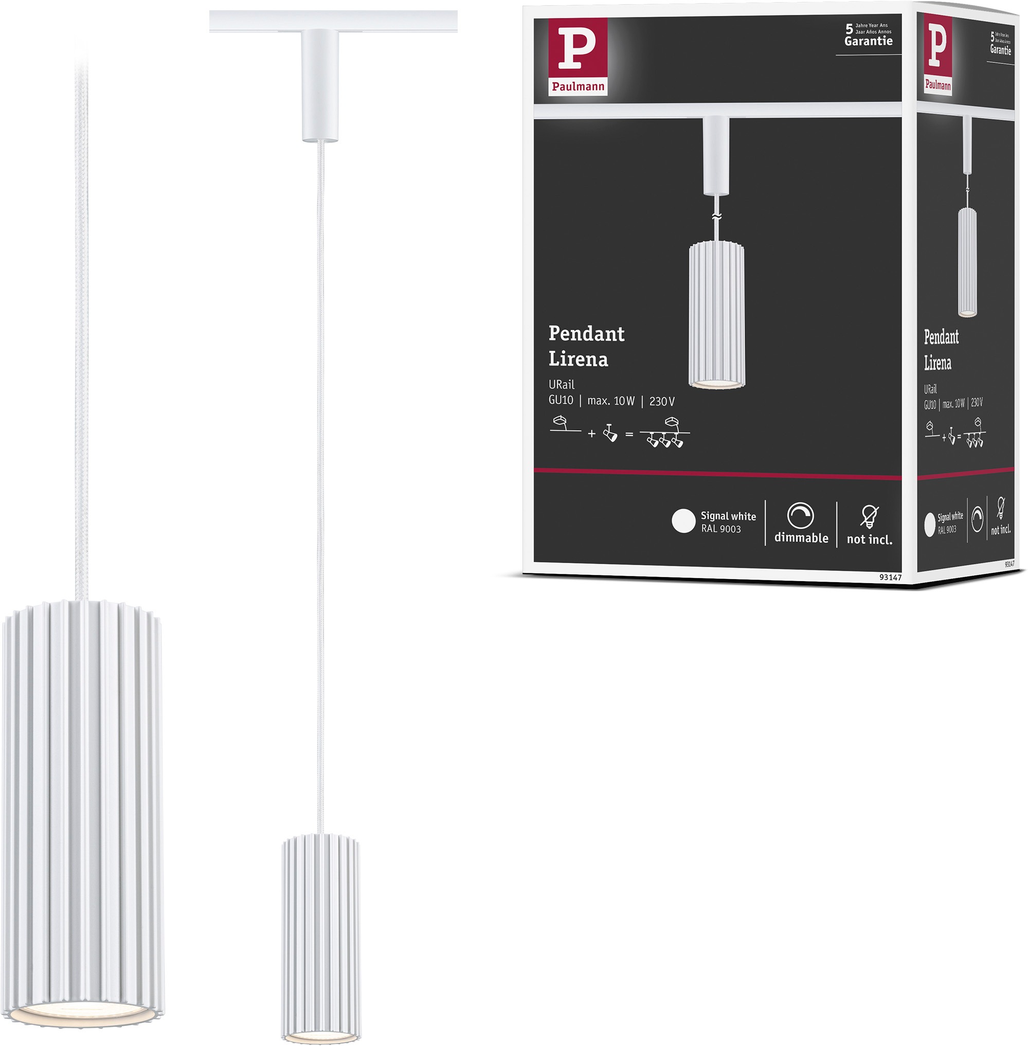 Paulmann Schienensystem-Leuchten »URail Pendant Lirena max 1x10W GU10 230V« GU10 Dimmbar