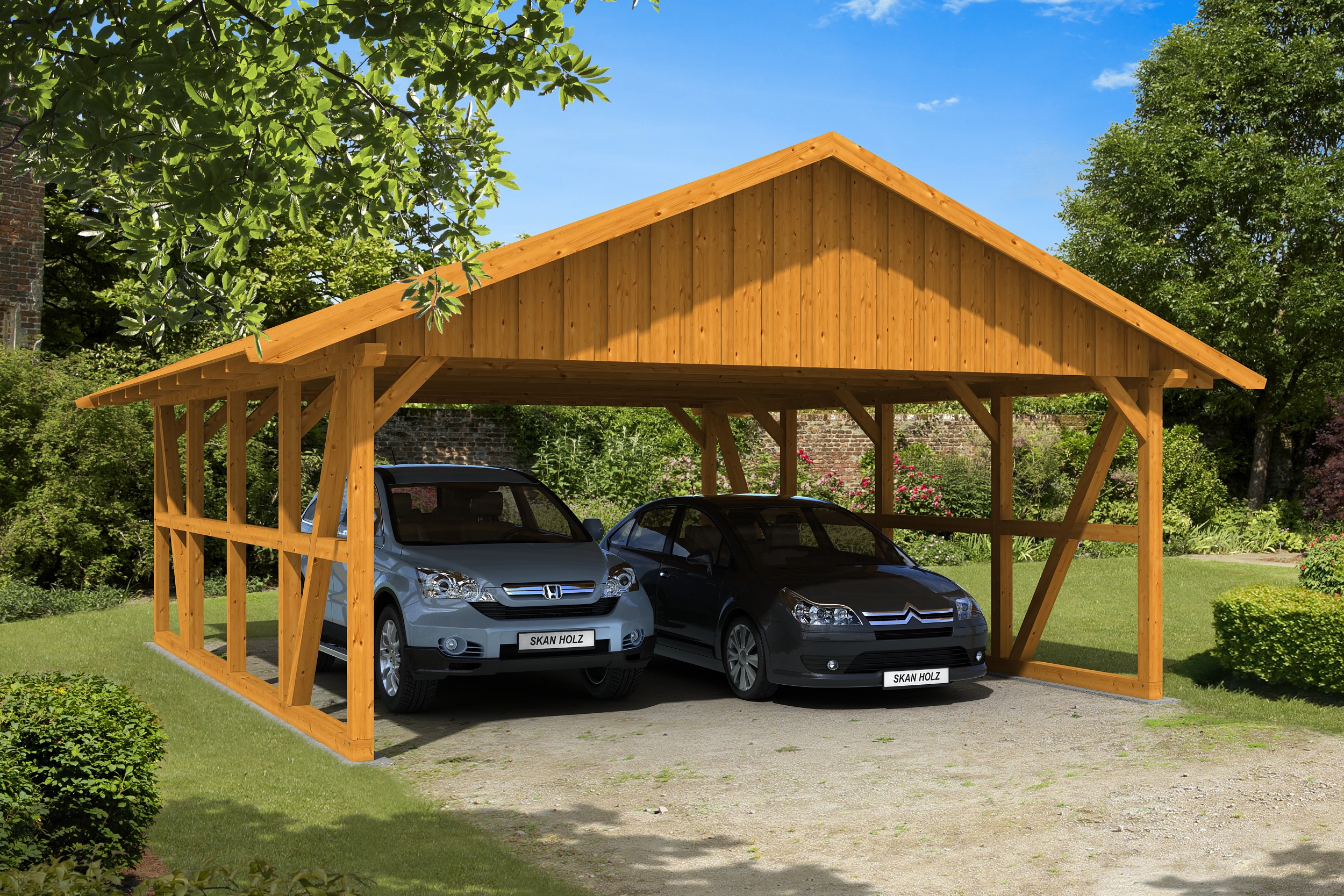 Skanholz "Schwarzwald" Massivholz 560 cm Eiche hell mit Dachschalung