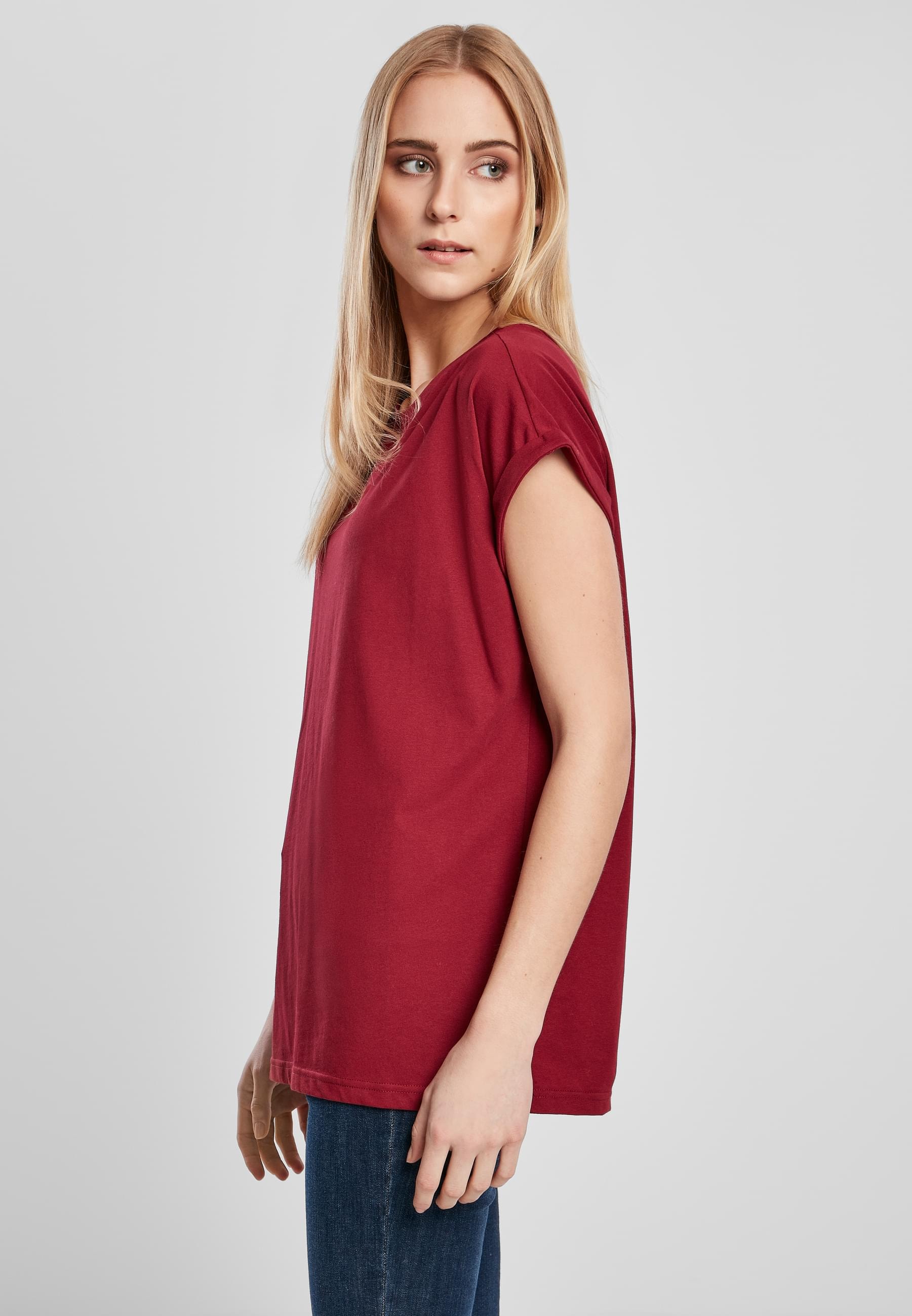 URBAN CLASSICS Kurzarmshirt »Urban Classics Damen Ladies Organic Extended Shoulder Tee«, (1 tlg.)