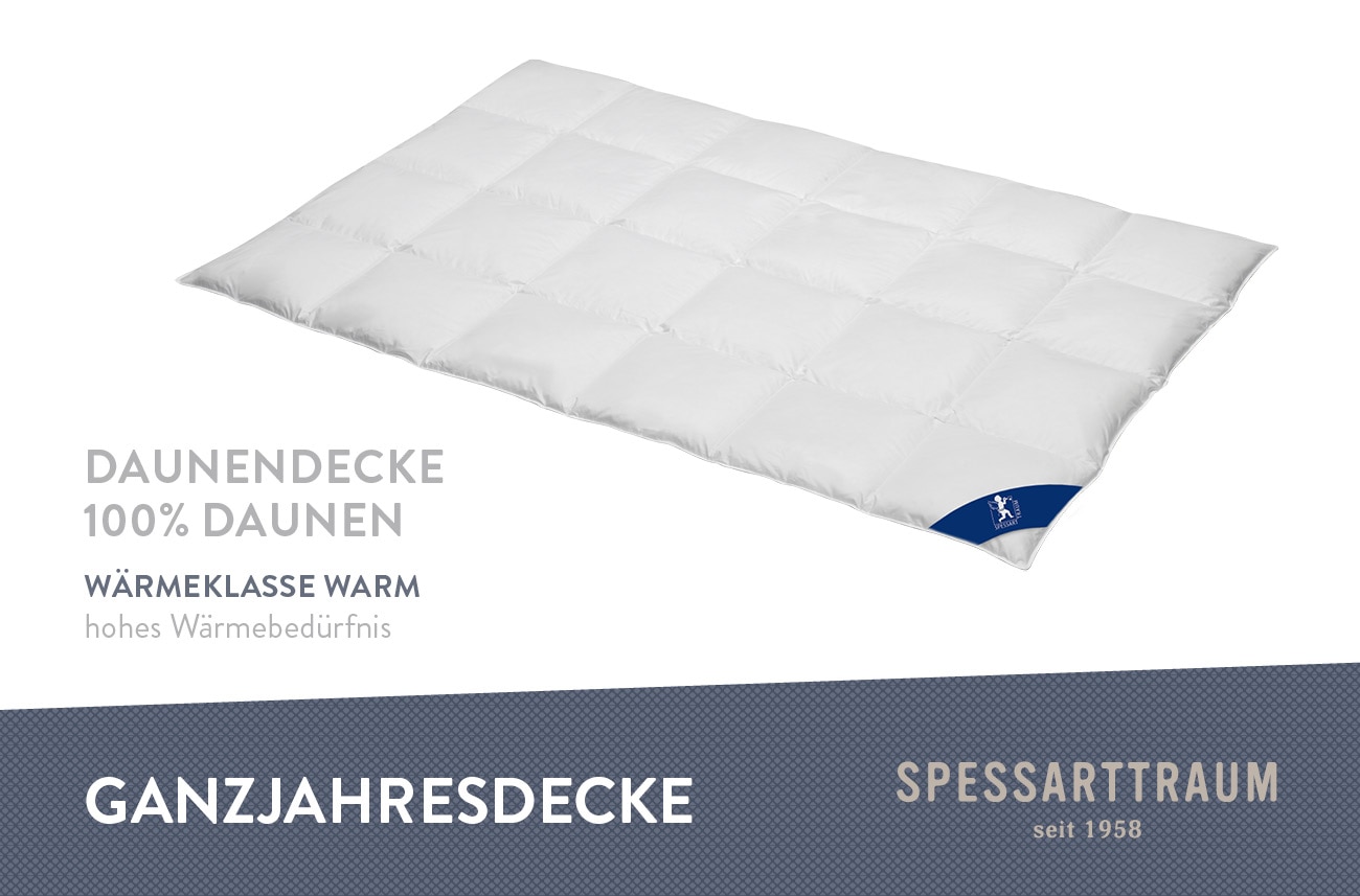 SPESSARTTRAUM Daunenbettdecke »Laax Bettdecke 135x200, 155x220 cm und viele weitere Größen«, warm, Füllung 100% Daunen, Bezug 100% Baumwolle, (1 St.), Bettdecken Ganzjahresbettdecke, Winter, Sommer