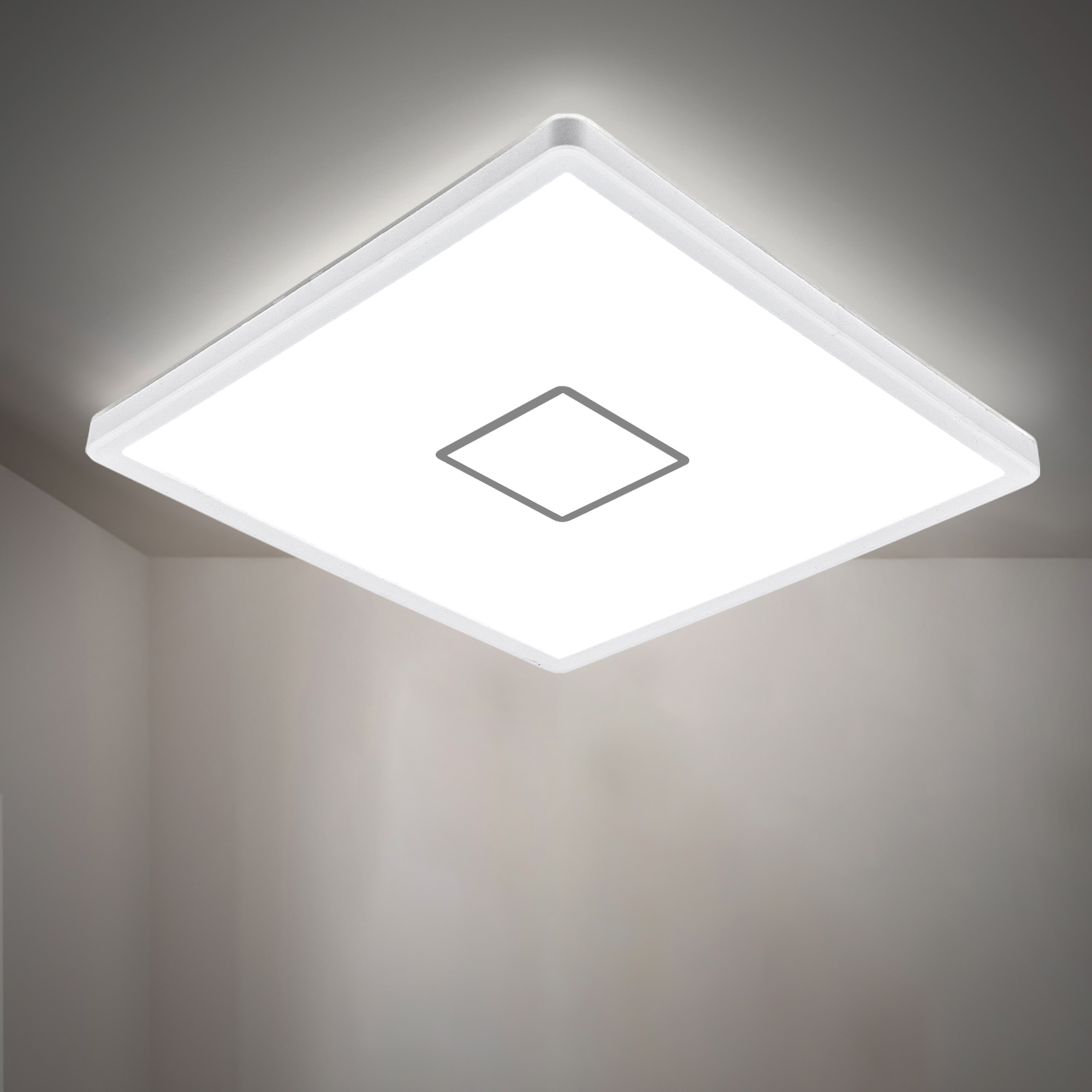 B.K.Licht LED Deckenleuchte, 1 flammig, Leuchtmittel LED-Board | LED fest integriert, LED Deckenlampe ultraflach Wohnzimmer Panel Flur Slim inkl. 18W 2400lm
