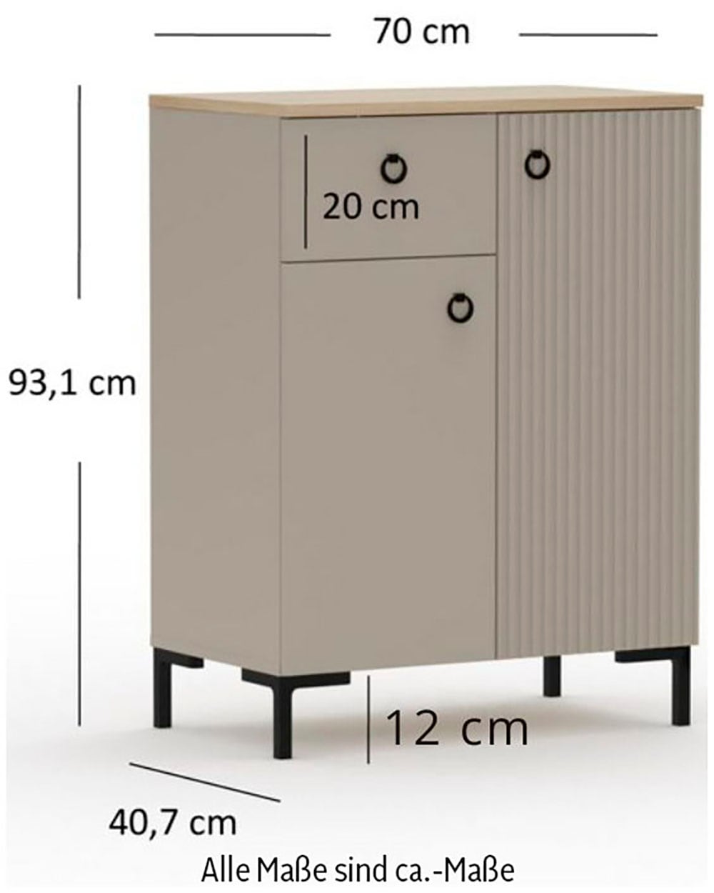 Home affaire Kommode »Luminara«, (1 St.), Kommode mit Soft-Close und Platz für 5 Schuhpaare - (B/T/H) 70/41/93cm