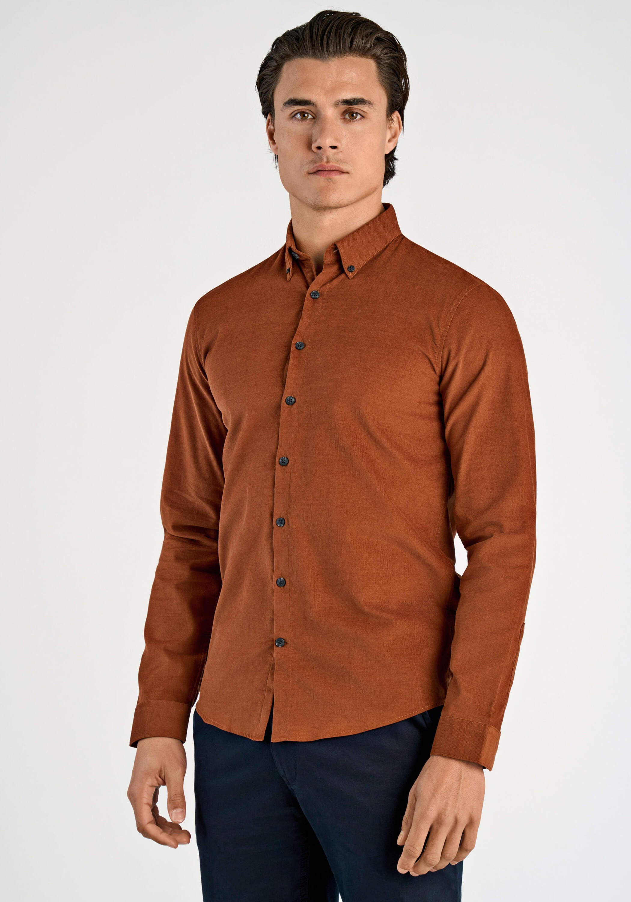 LINDBERGH Herren Langarmhemd "Cordhemd (Langarm) Relaxed Fit", braun, Gr. S, Obermaterial: 100% Baumwolle, Hemden