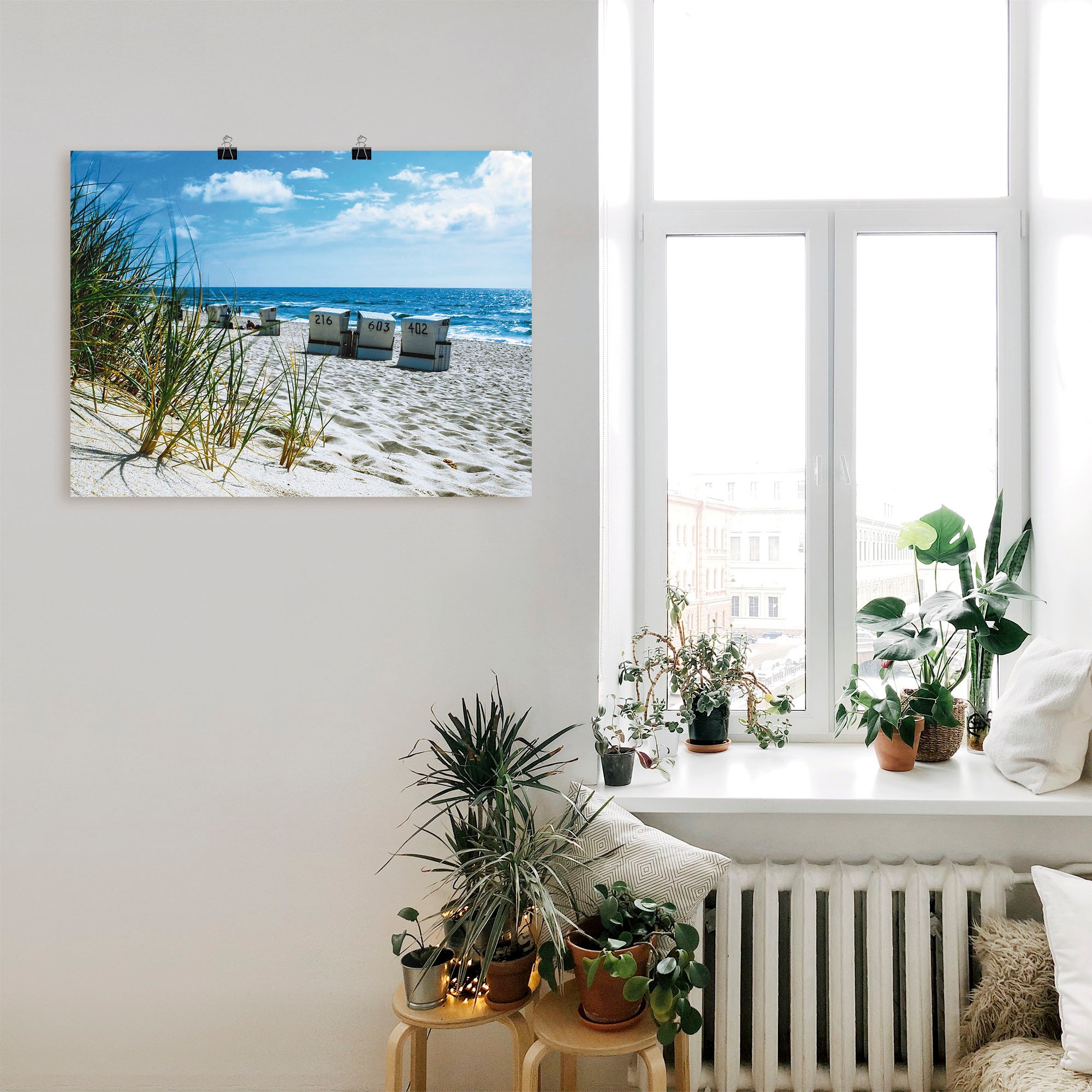 Artland Wandbild »Hinter den Dünen«, Strand, (1 St.), als Leinwandbild,  Wandaufkleber oder Poster in versch. Größen kaufen | BAUR