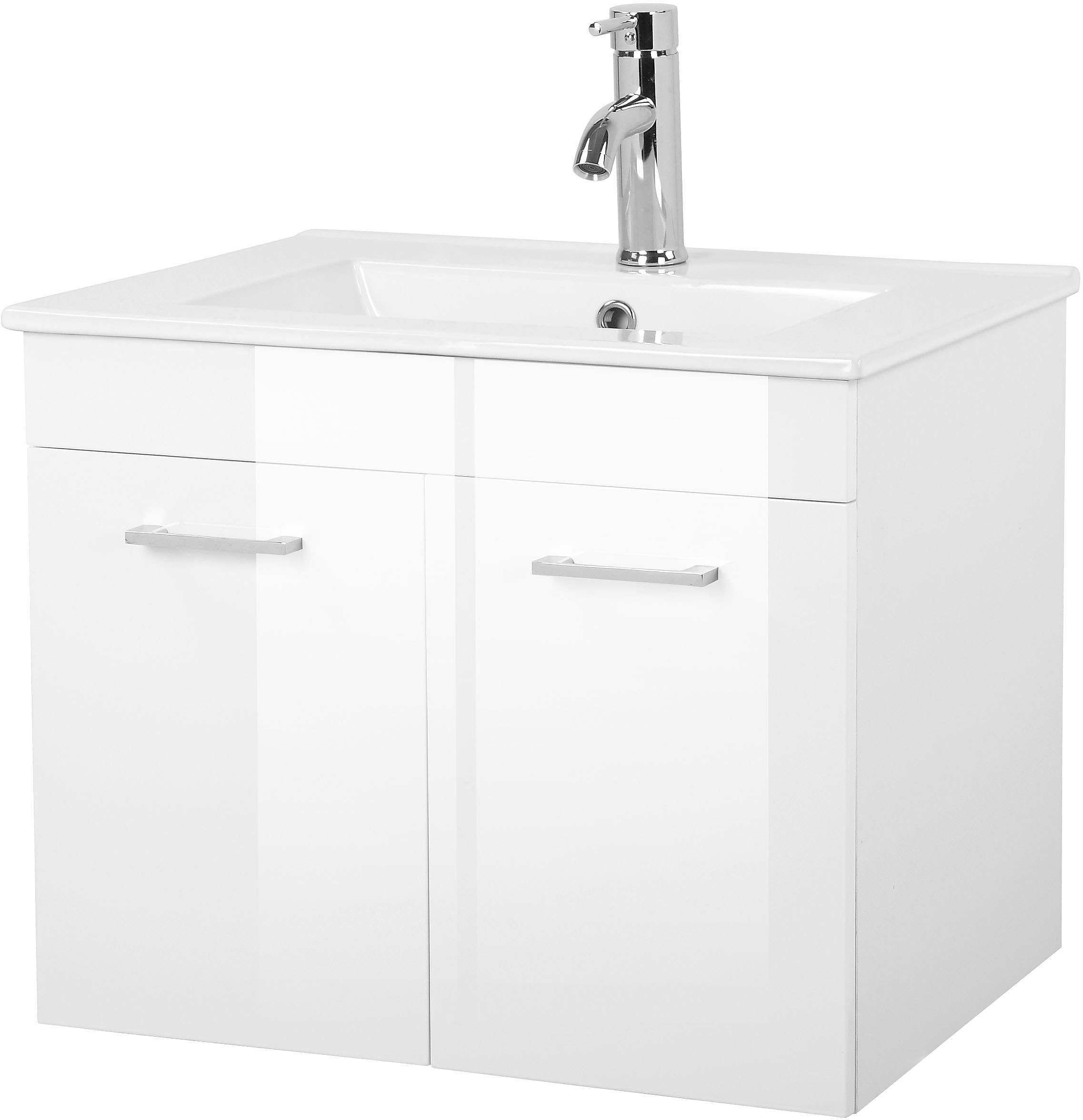 welltime Waschtisch "Florenz, Breite 60cm, 2 Tür, 2 Fächer, MDF-Front" Set, günstig online kaufen