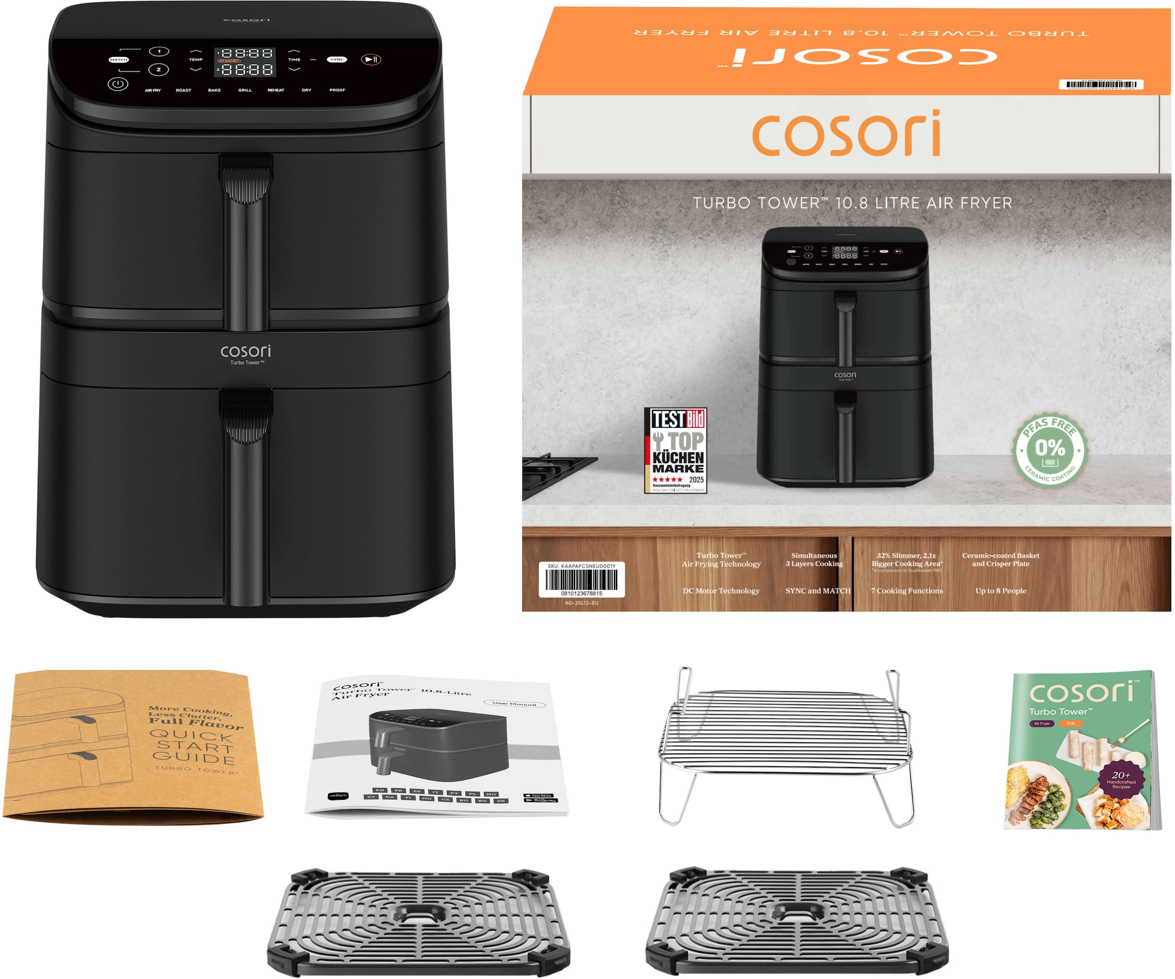 Cosori Heißluftfritteuse »CAF-DC121-AEUR« 2630 W