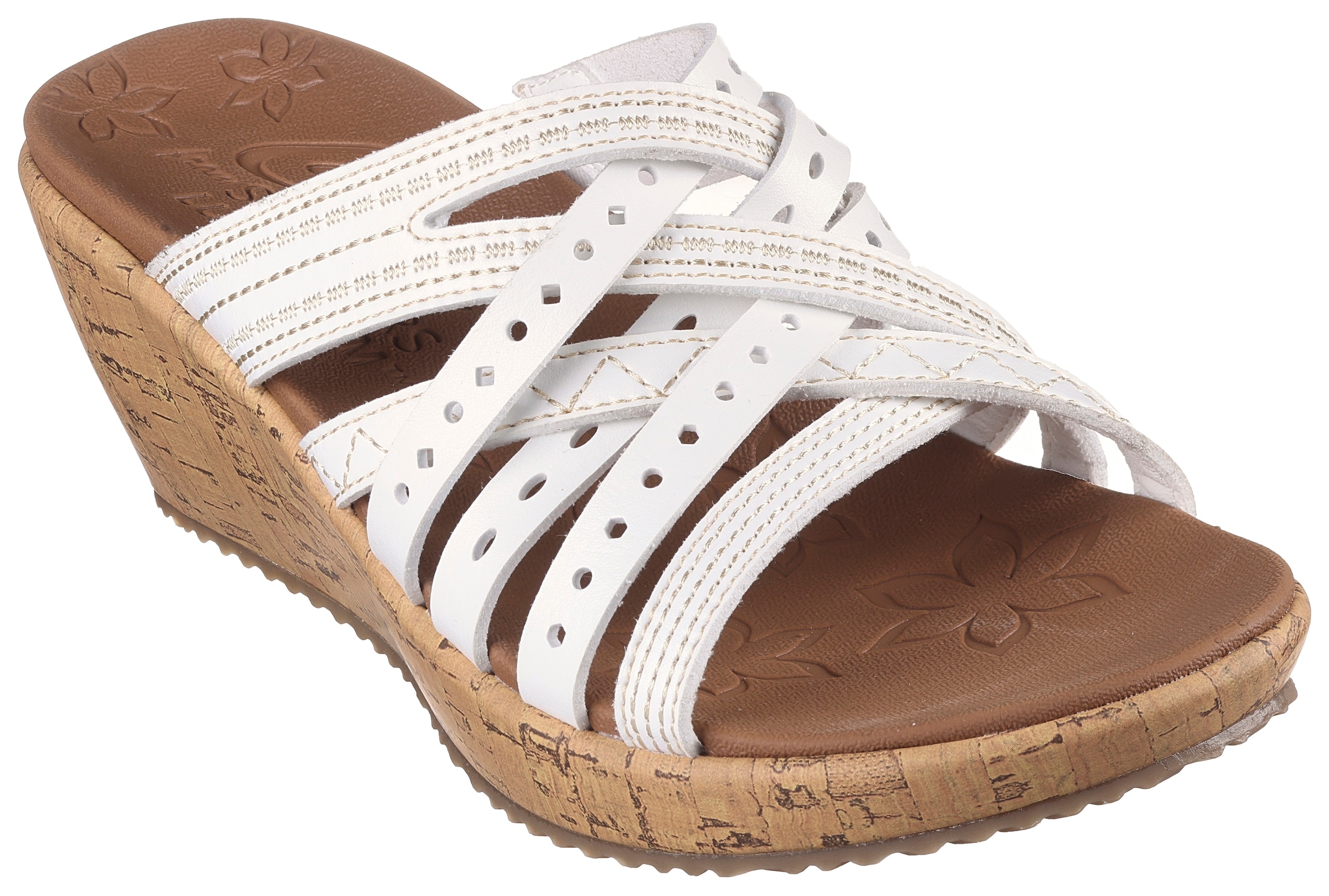 Skechers Pantolette "BEVERLEE-HOT SPRING", Keilabsatz, Sommerschuh, Schlappen mit schönen Kontrastnähten