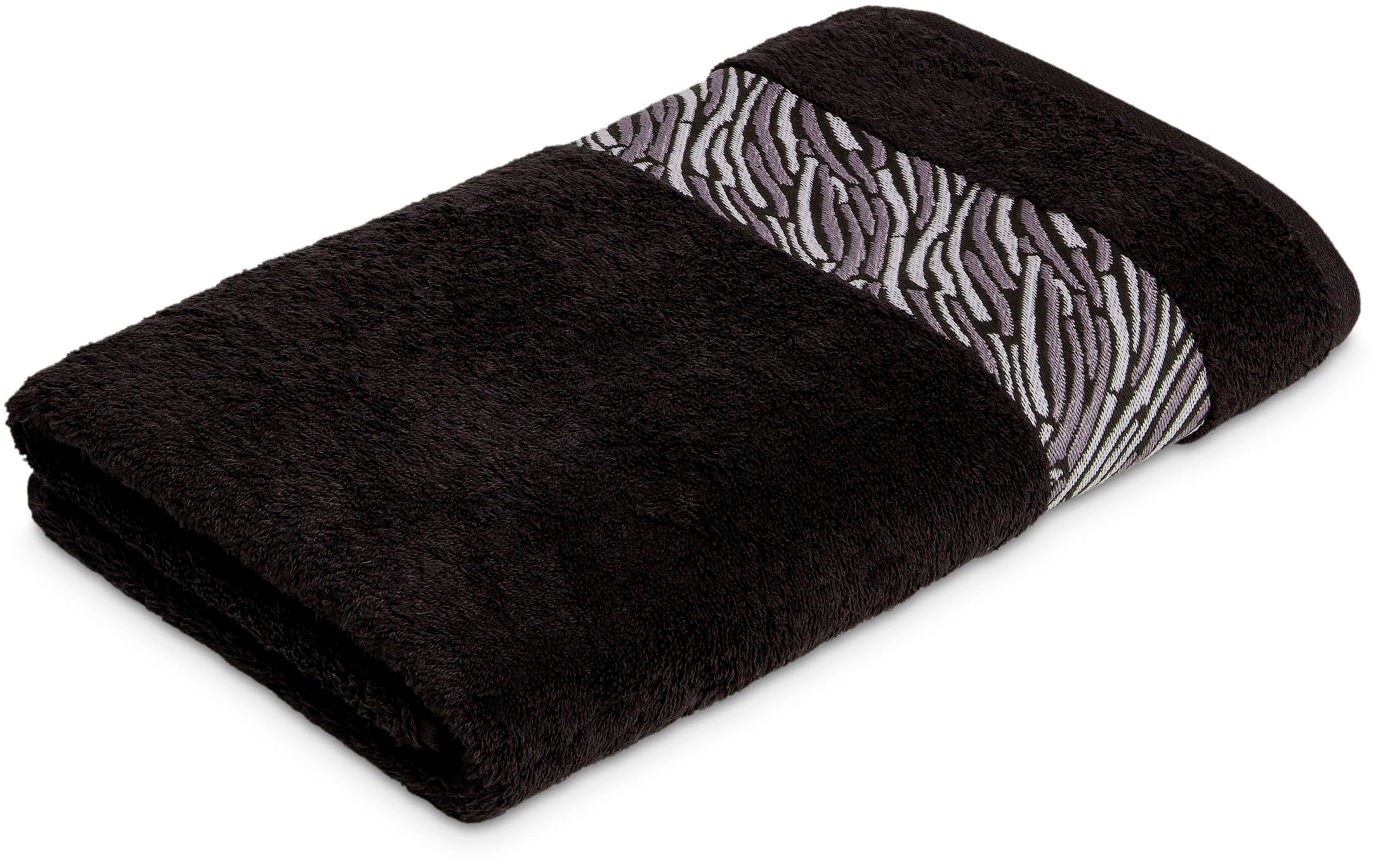Handtuch, B:50cm L:100cm, schwarz, MÖVE FOR FROTTANA, Walkfrottier, Obermaterial: 100% Baumwolle, Handtücher, "Shadow", mit Borkenbordüre