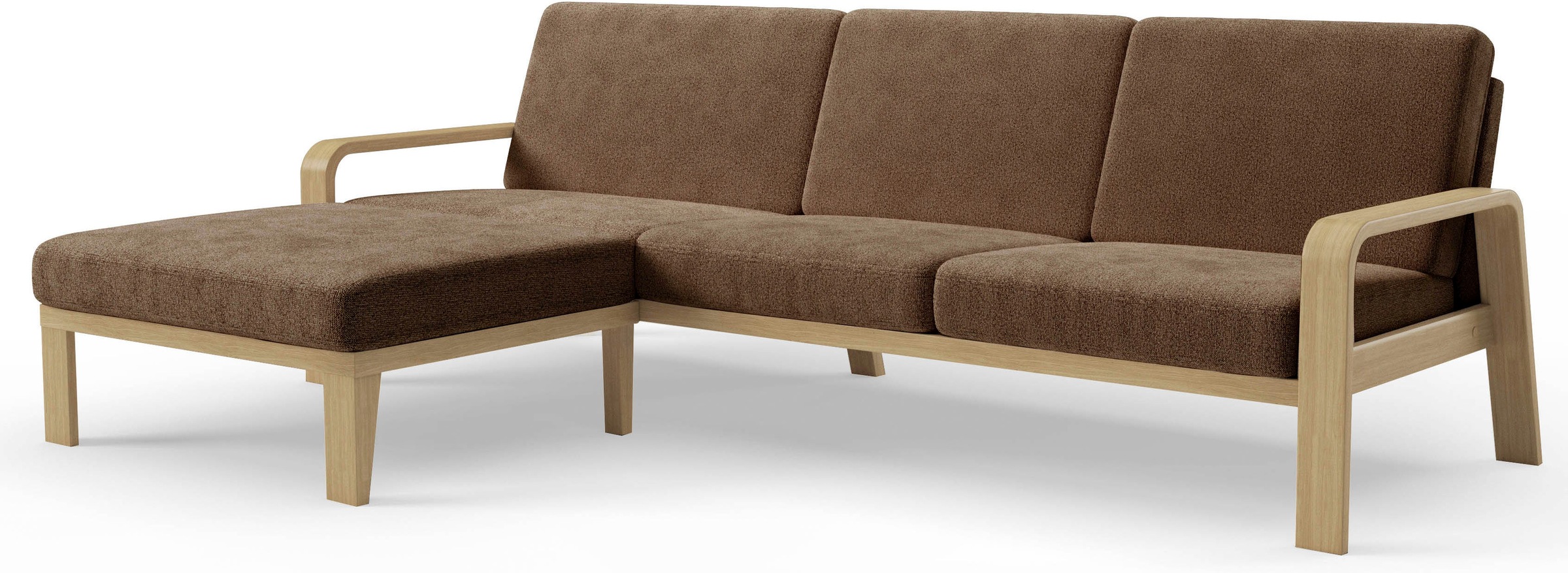 sit&more Ecksofa »Kolding L-Form«, Armlehnen aus Buchenholz in natur, verschiedene Bezüge und Farben