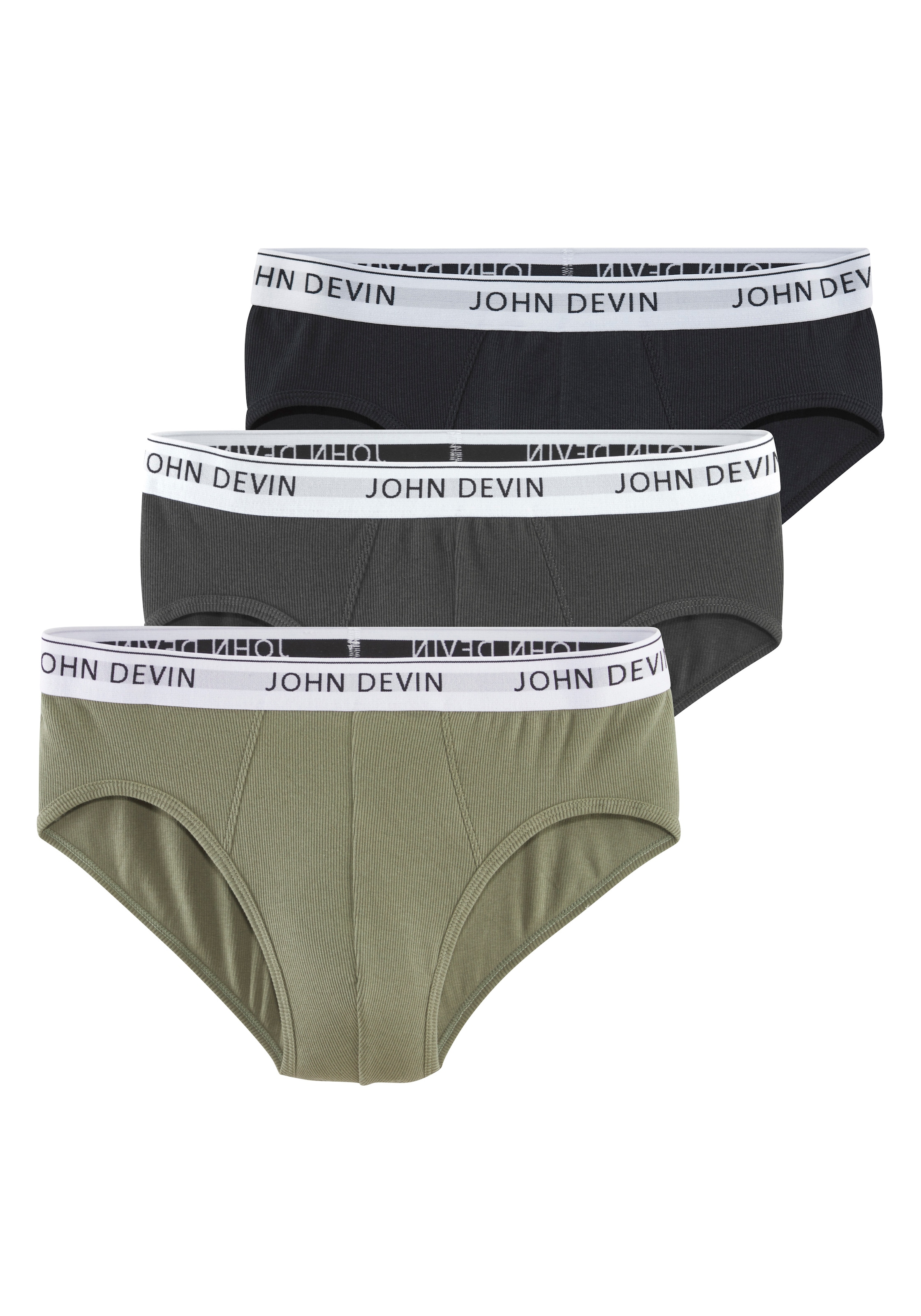 John Devin Slip Packung, 3 Stk. aus hochwertiger Baumwollmischung, mit weichem und dehnbarem Bündchen