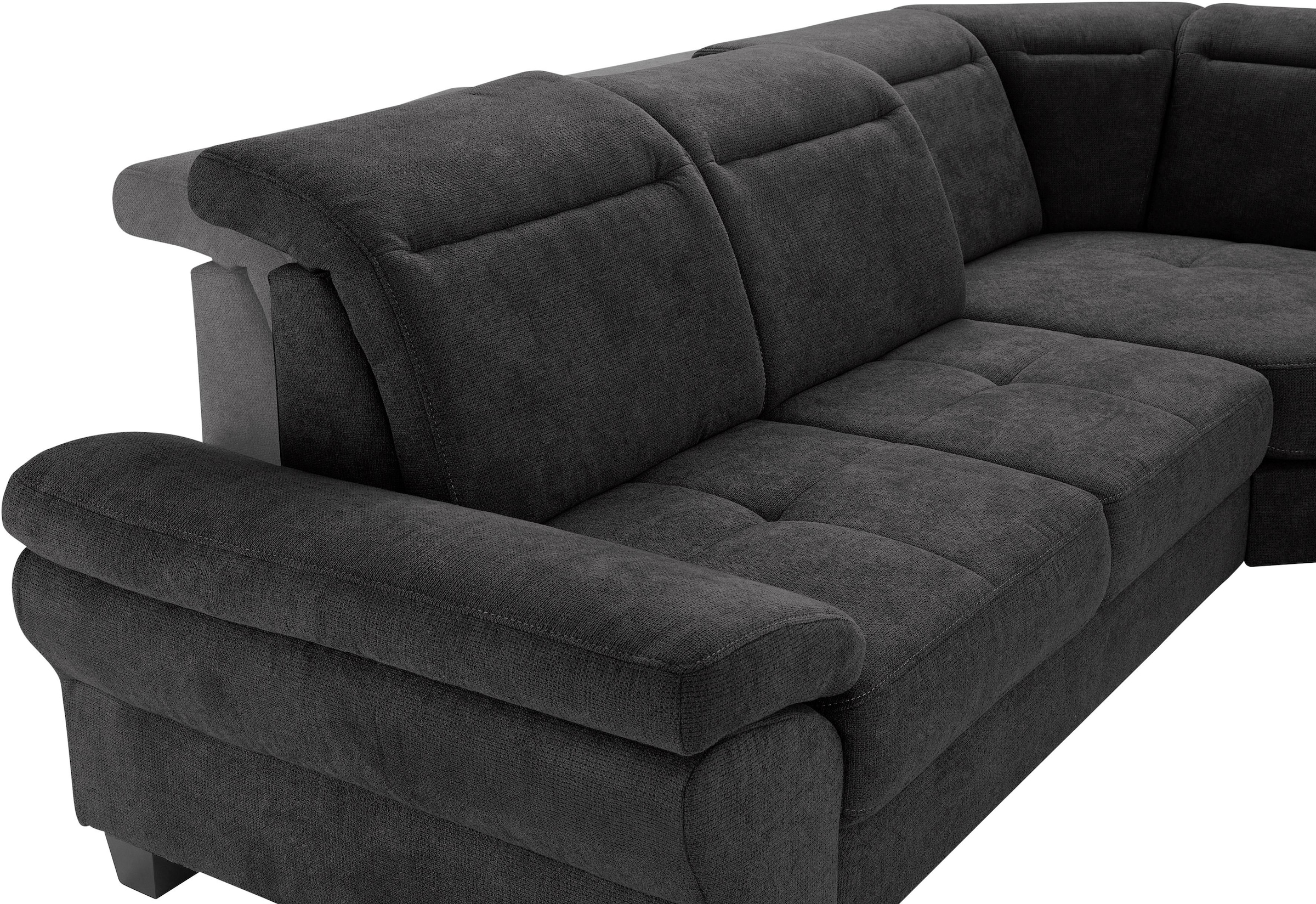 Places of Style Ecksofa »Cornwall L-Form«, incl. Sitztiefenverstellung, mit Bettfunktion und Kopfteilverstellung