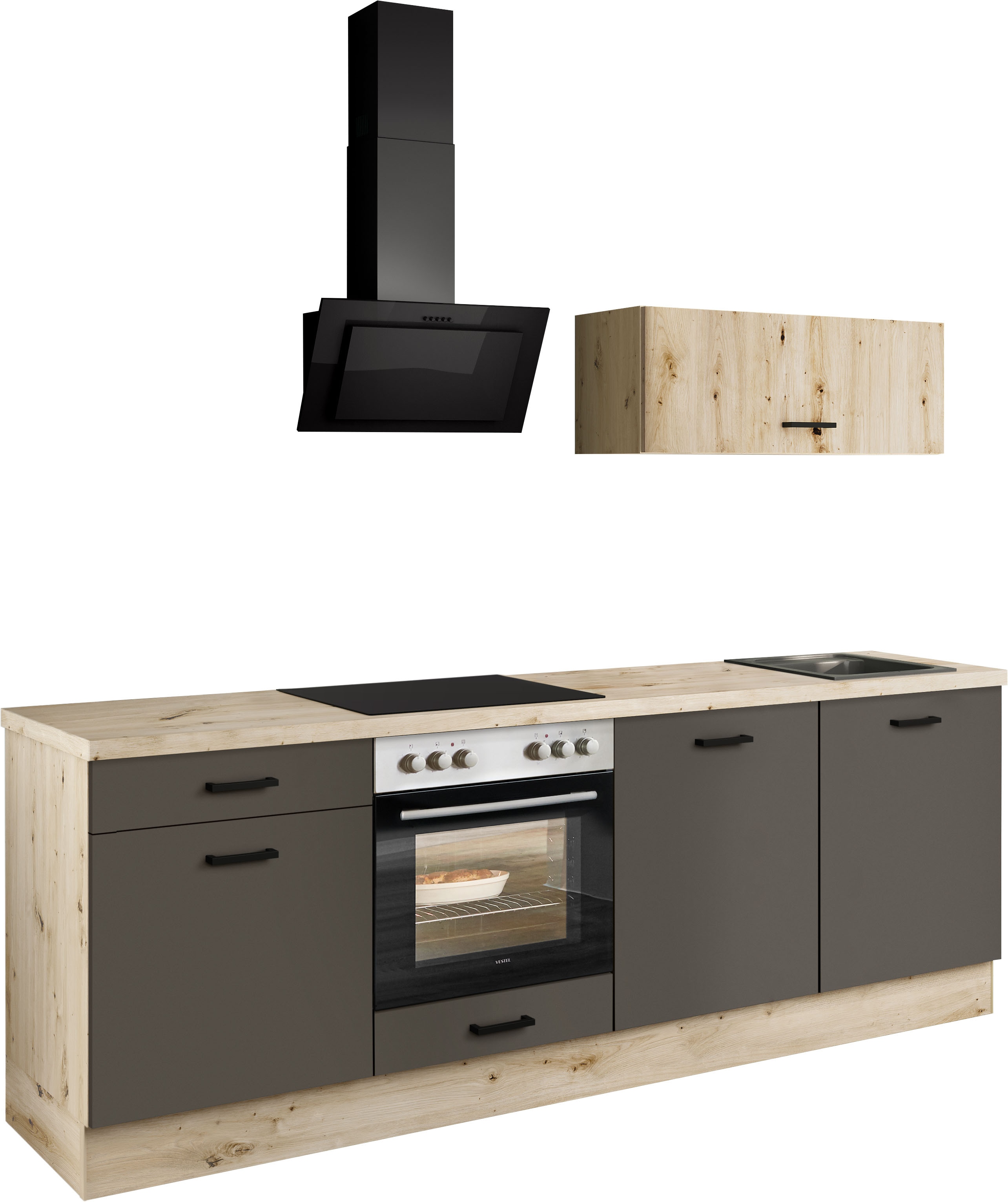 IMPULS KÜCHEN Küchenzeile "Lissabon, Ausrichtung wählbar, Schubkästen mit Soft-Close" Set, vormontiert, in verschiedenen Farben erhältlich, Breite 240 cm