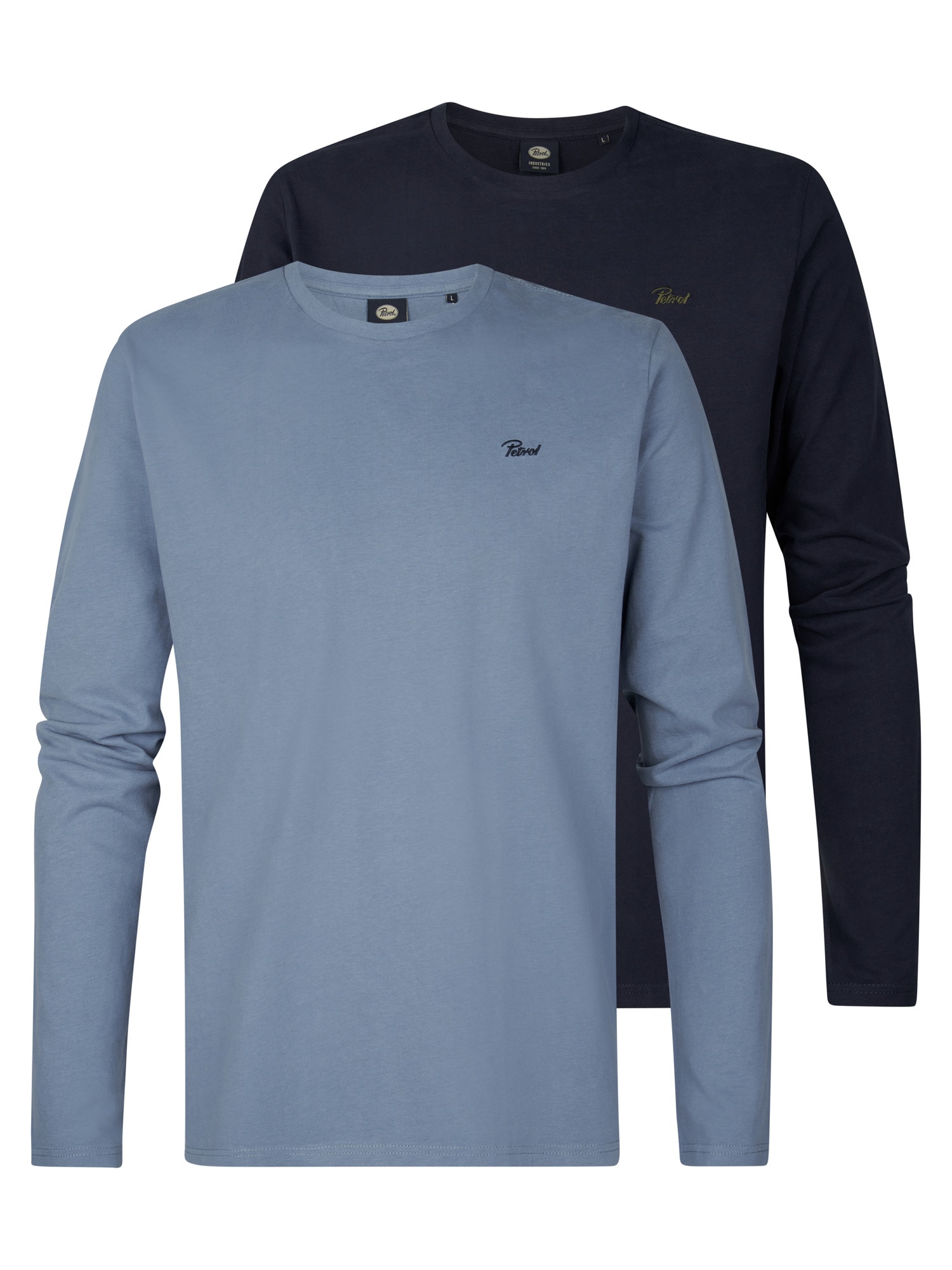 Petrol Industries Langarmshirt 2 2er Pack - unifarben - mit Logostickerei