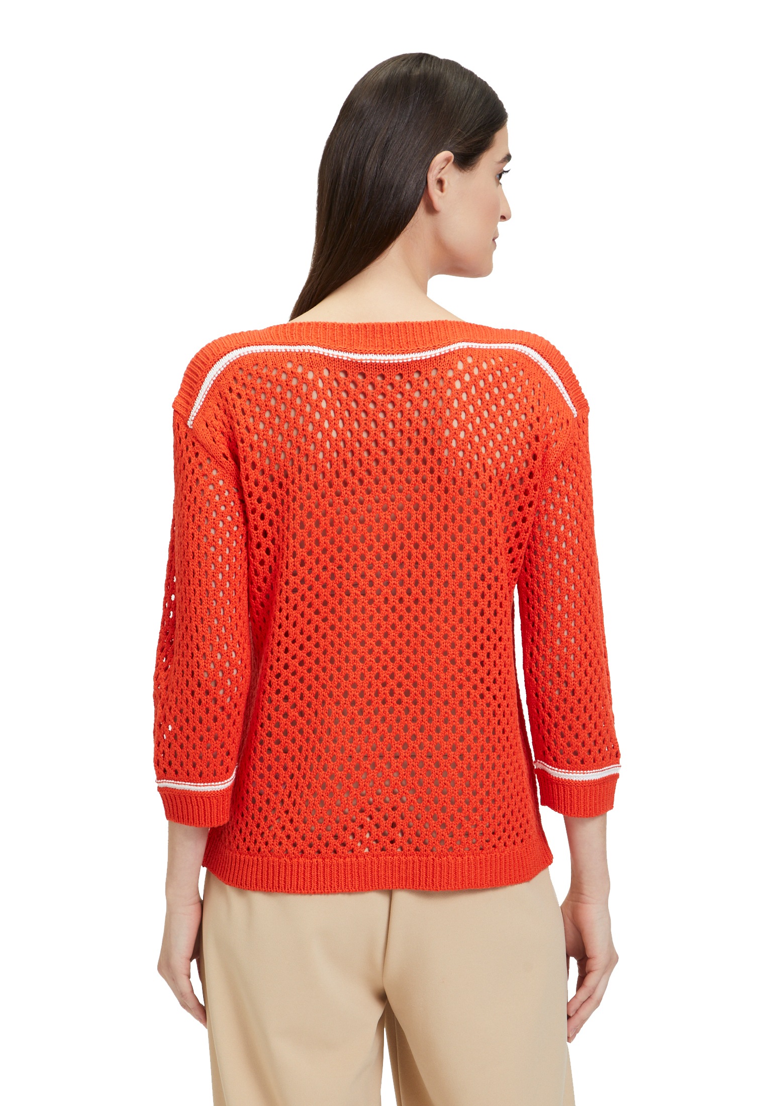 Betty Barclay Strickpullover »Betty Barclay Lochstrick-Pullover mit Strickdetails«, (1 tlg.), Kontraststeppung