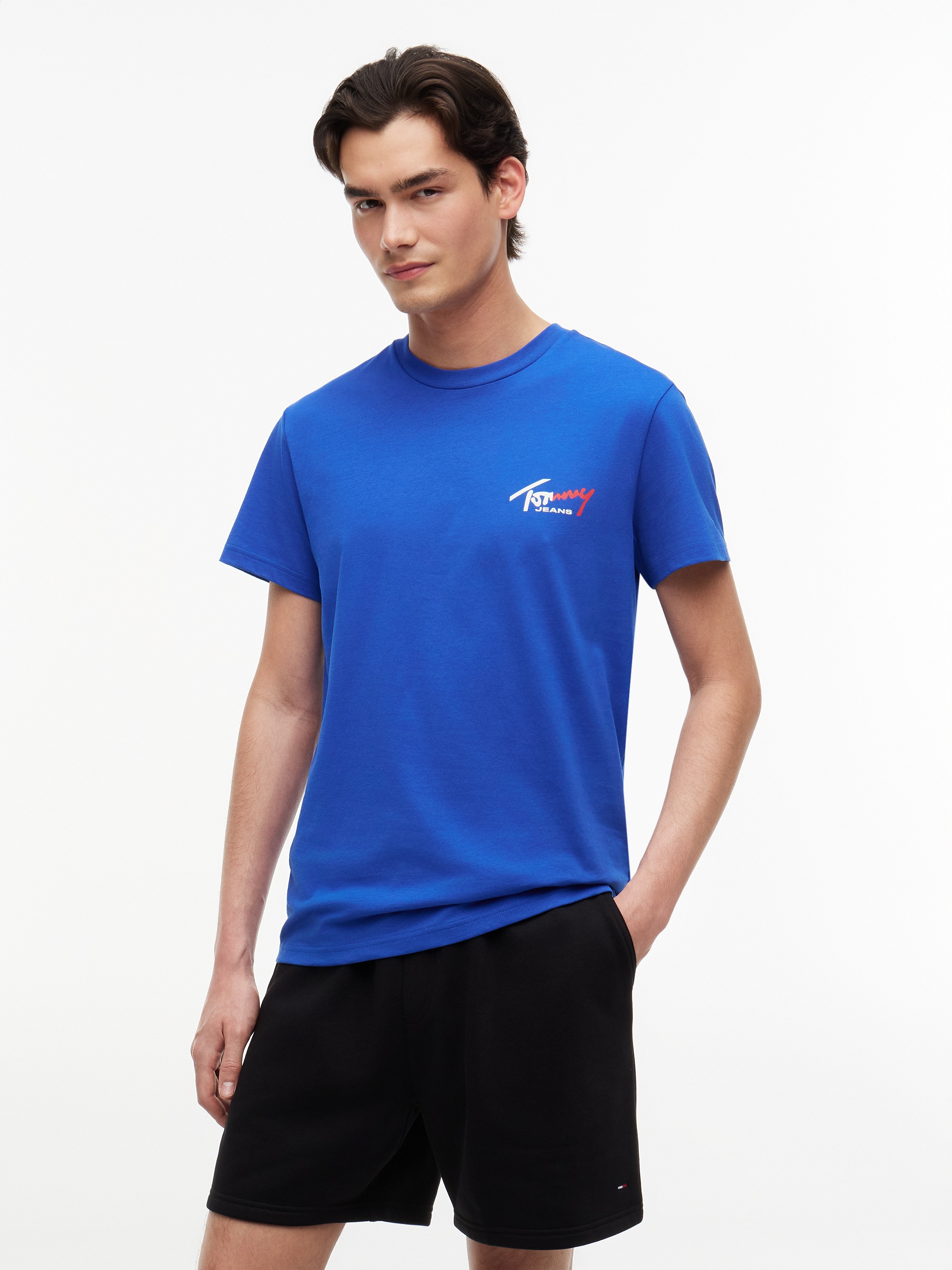 Tommy Jeans T-Shirt "TJM SLIM FIT SIGN CHEST" mit Markenprint