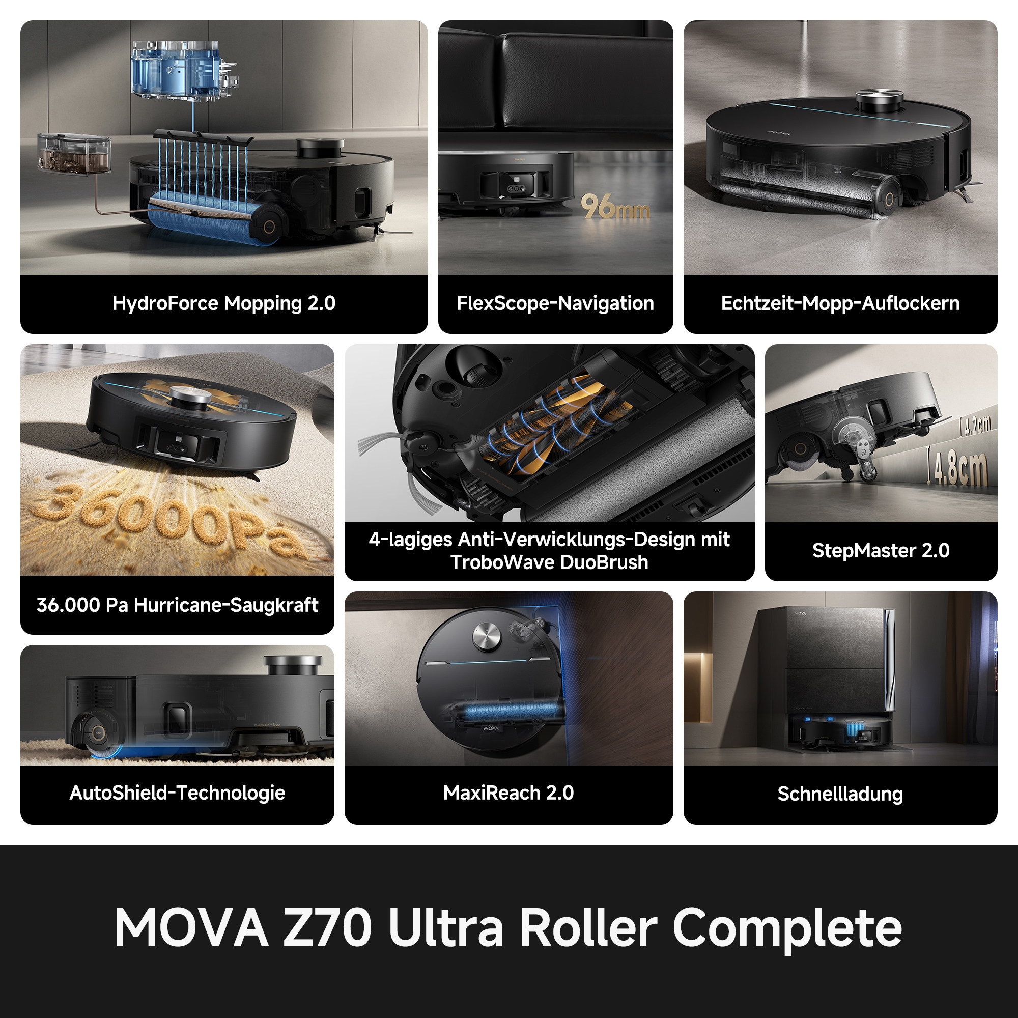 Mova Nass-Trocken-Saugroboter »Z70 Ultra Roller Complete« Red Dot Award-Gewinner 2026