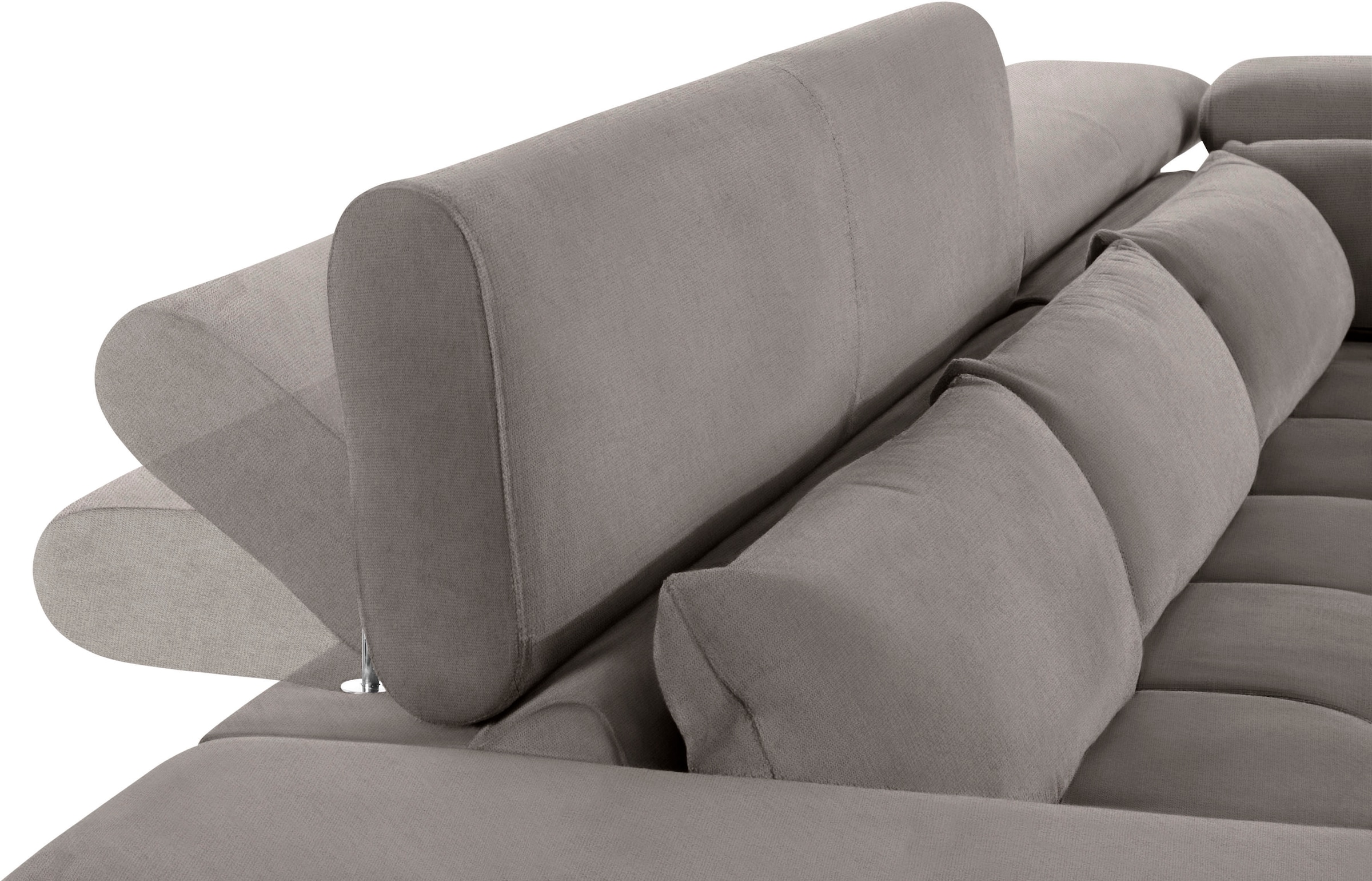 COTTA Ecksofa »Orion L-Form« mit Kopfteilverstellung & 5 Nierenkissen