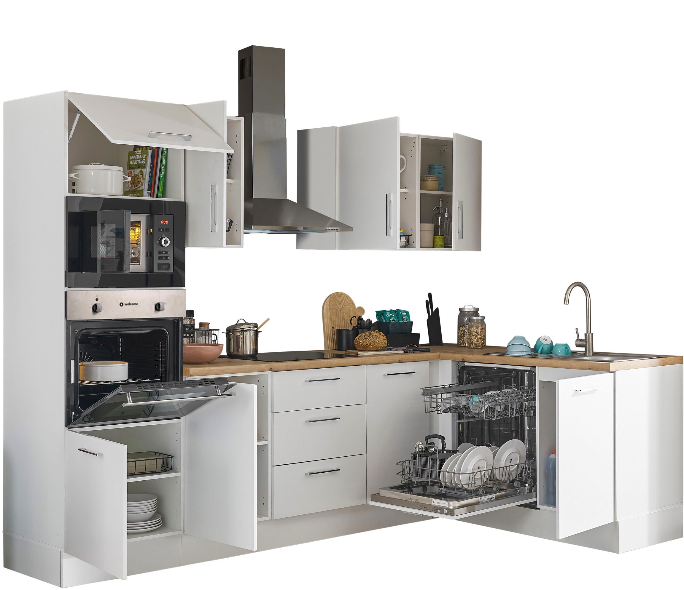 BASIC by Balculina Winkelküche »Turin«, Stellbreite 280x175 cm, wahlweise mit E-Geräten