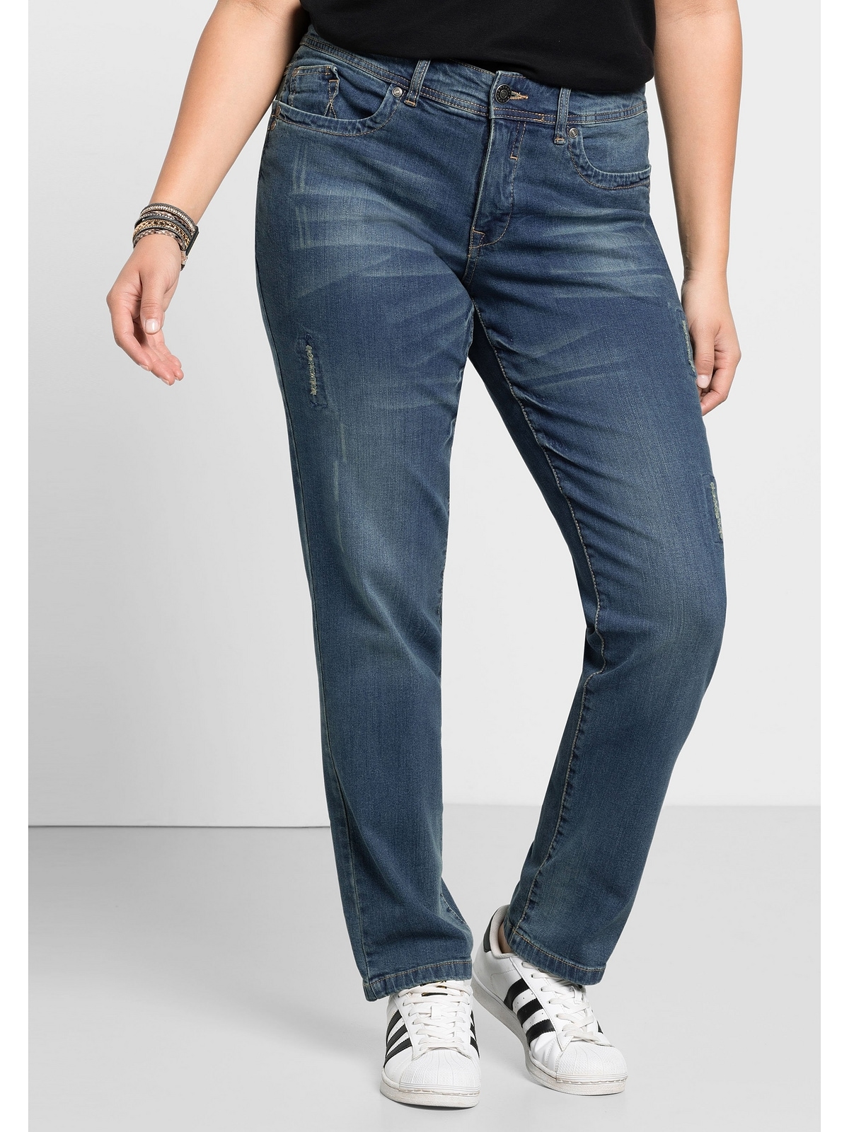 Sheego Stretch-Jeans »Große Größen«, Mit BAUR kaufen und | Destroyed-Effekten Used