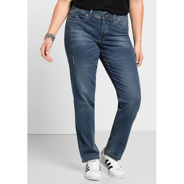 Stretch-Jeans Größen«, Used- | »Große Destroyed-Effekten BAUR kaufen Mit und Sheego