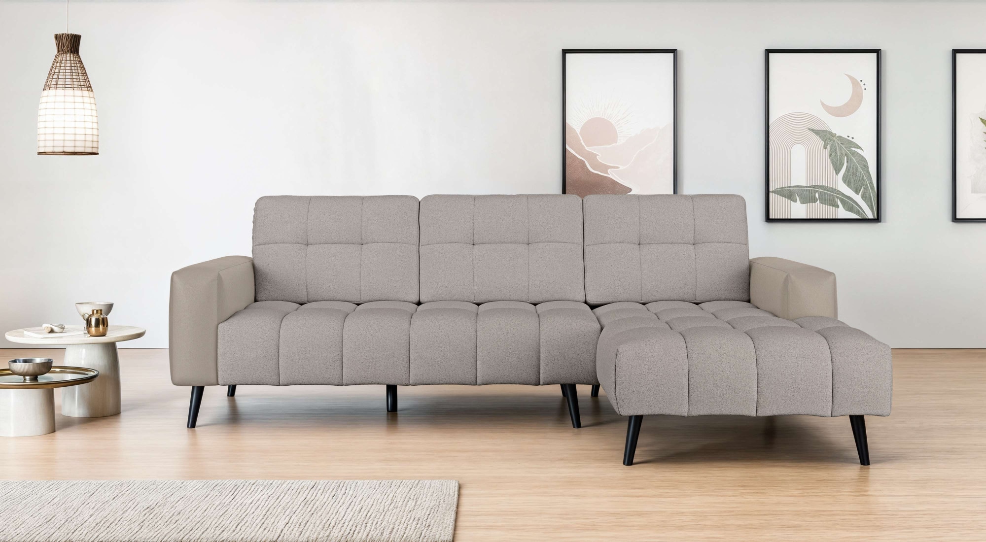 Home affaire Ecksofa "SERINE mit Recamiere rechts/links bestellbar, Maße B/H/T 253/91/161 cm" L-Form mit Wellenunterfederung, 3 Rückenkissen, ohne Bettfunktion