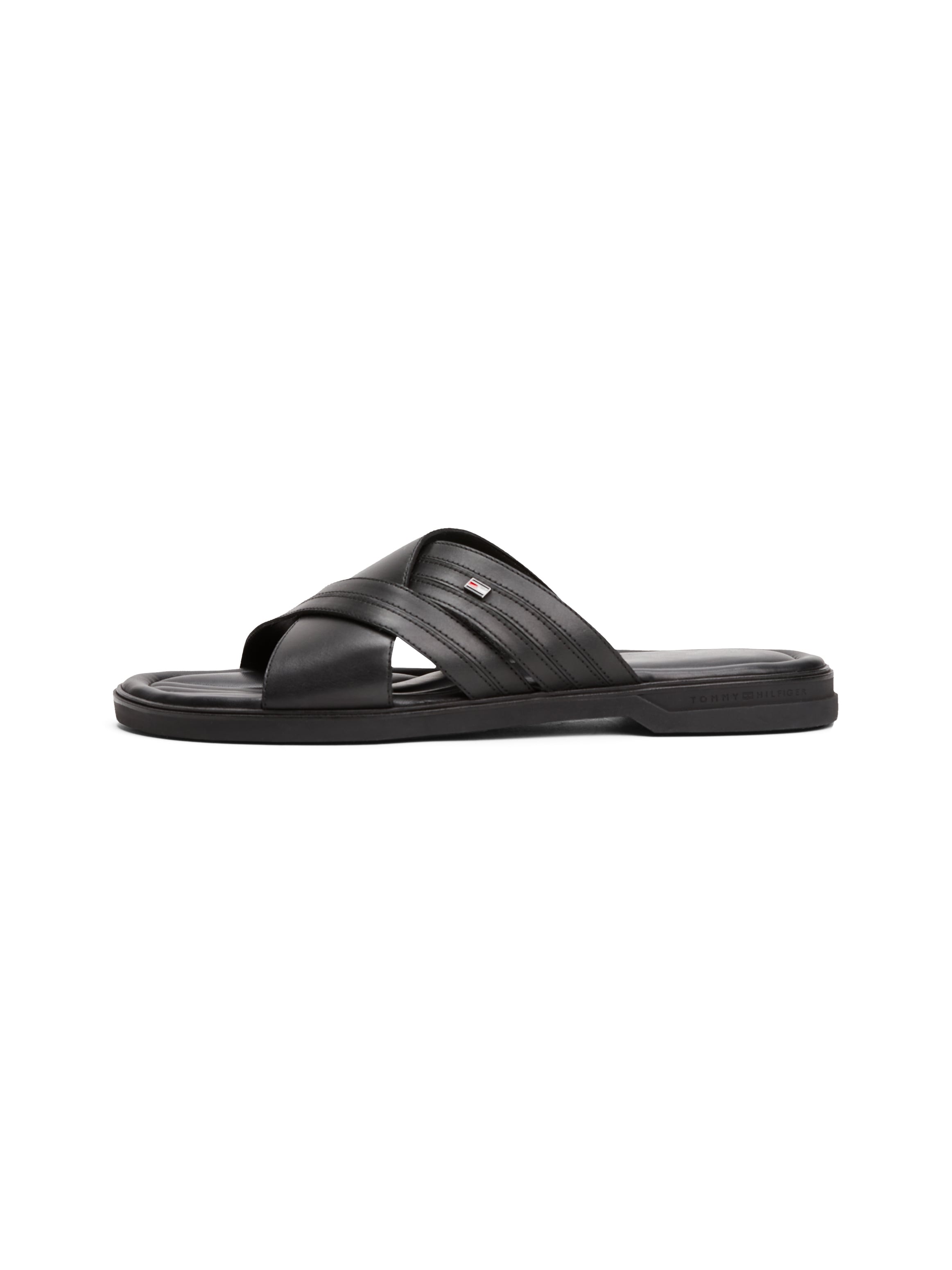 Tommy Hilfiger Pantolette »PREMIUM HILFIGER CC LTH SANDAL«, Blockabsatz, Sommmerschuh mit seitlicher Logoflag