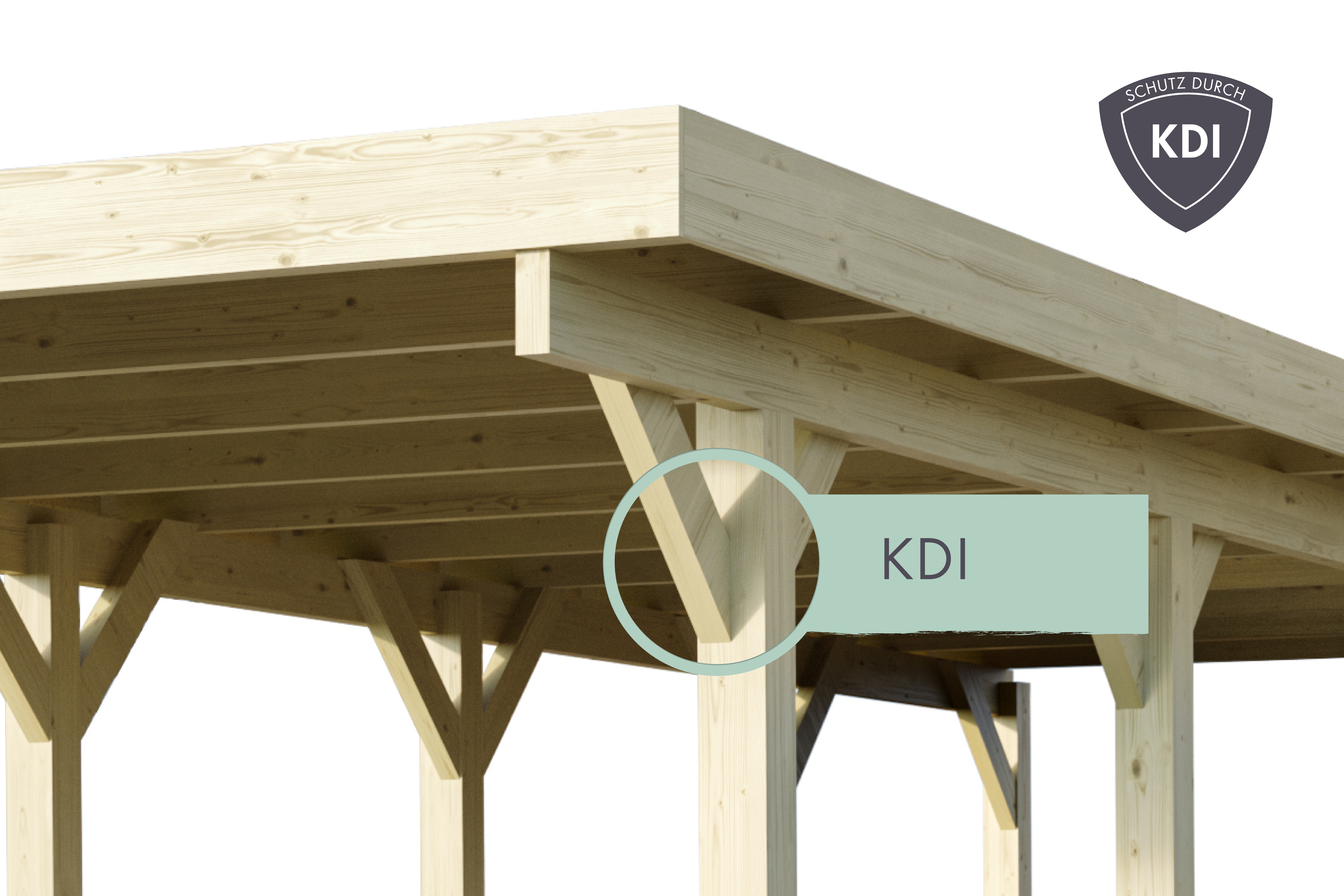 Thumbnail - Karibu Doppelcarport ""Classic 2 SET" Stahl-Dach Variante B, mit einem Einfahrtsbogen" Massivholz 540 cm KDI aus Masivho...