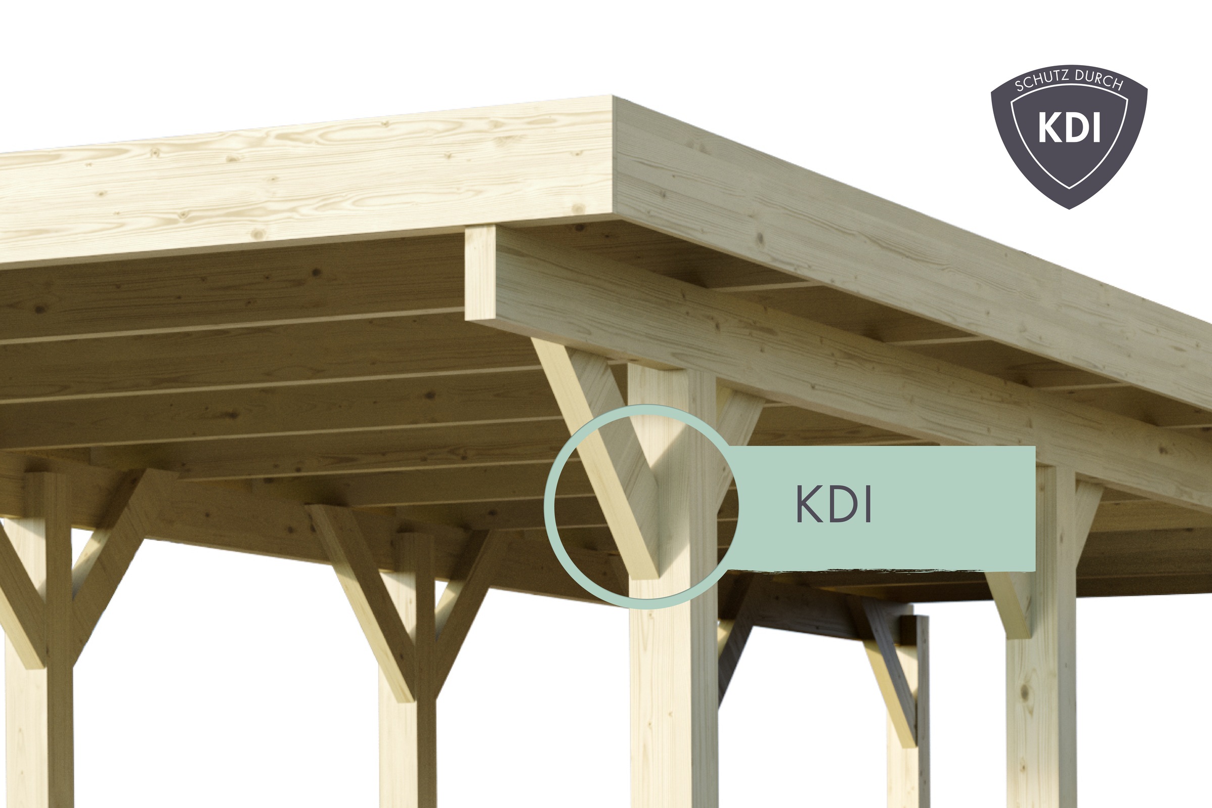 Thumbnail - Karibu Einzelcarport ""Classic 3 SET" PVC-Dach Variante C, mit zwei Einfahrtsbogen" Massivholz 250 cm KDI aus Masivholz