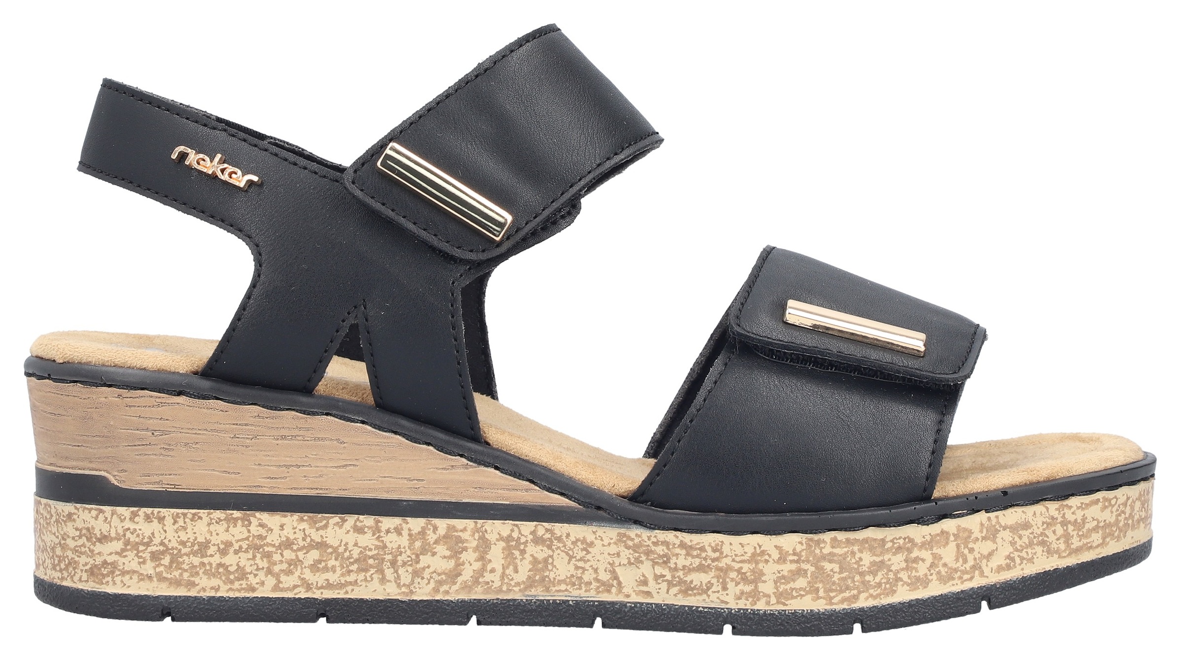 Rieker Keilsandalette  Klettschuh, Sommerschuh, Plateausandale mit Schmuckelemente