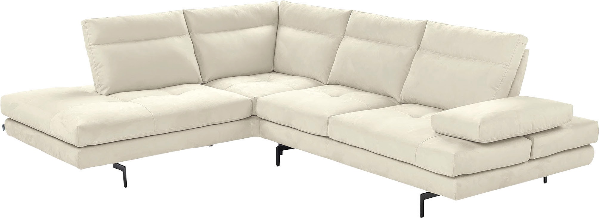 CALIA ITALIA Ecksofa "Toby Wing, B/T: 288/232 cm, Designsofa mit sensationellem Sitzkomfort" L-Form, Sitztiefenverstellung, funktionale Ecke, Füße in schwarz matt