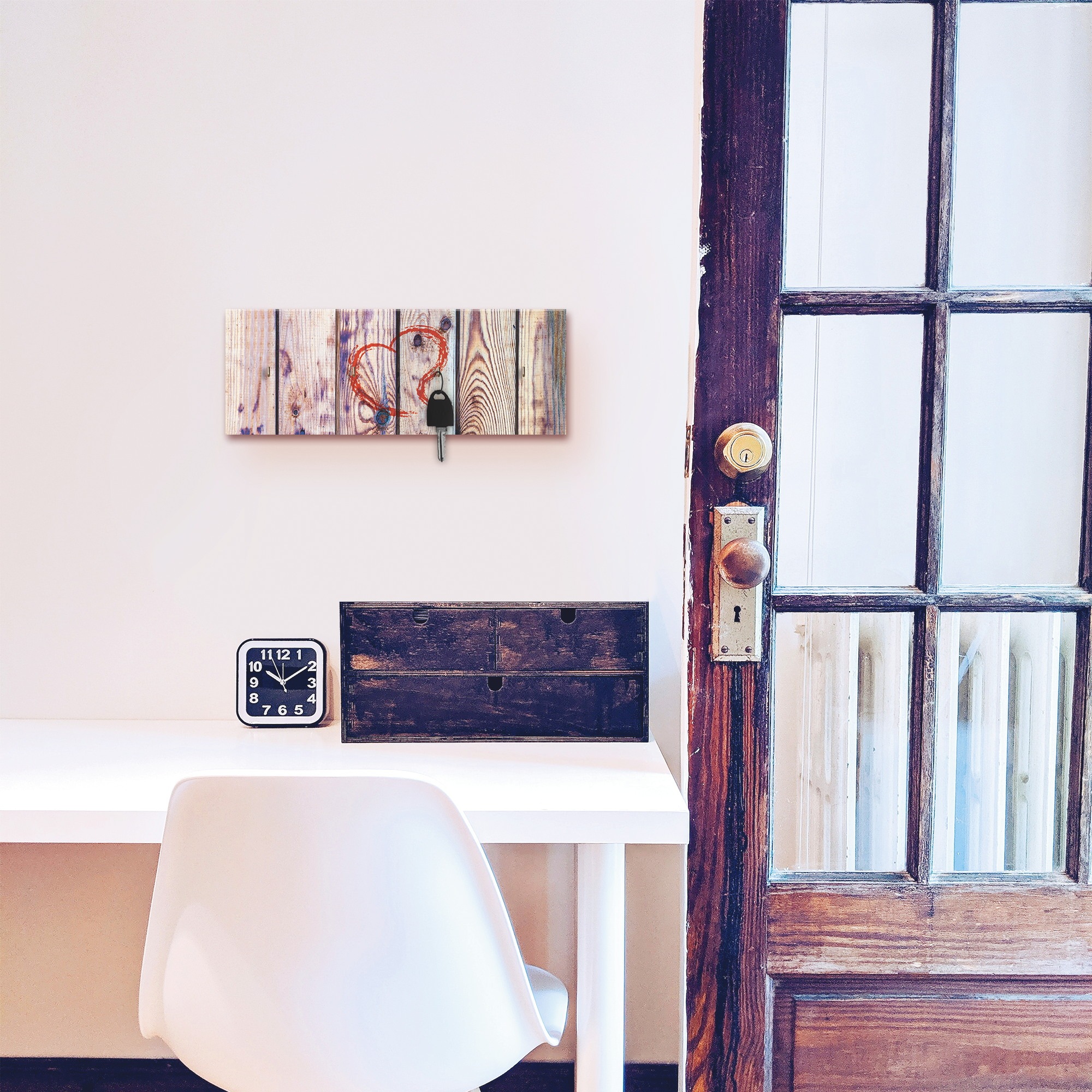 Artland Hakenleiste »Vintage Hintergrund Holzwand mit Herz«, MDF