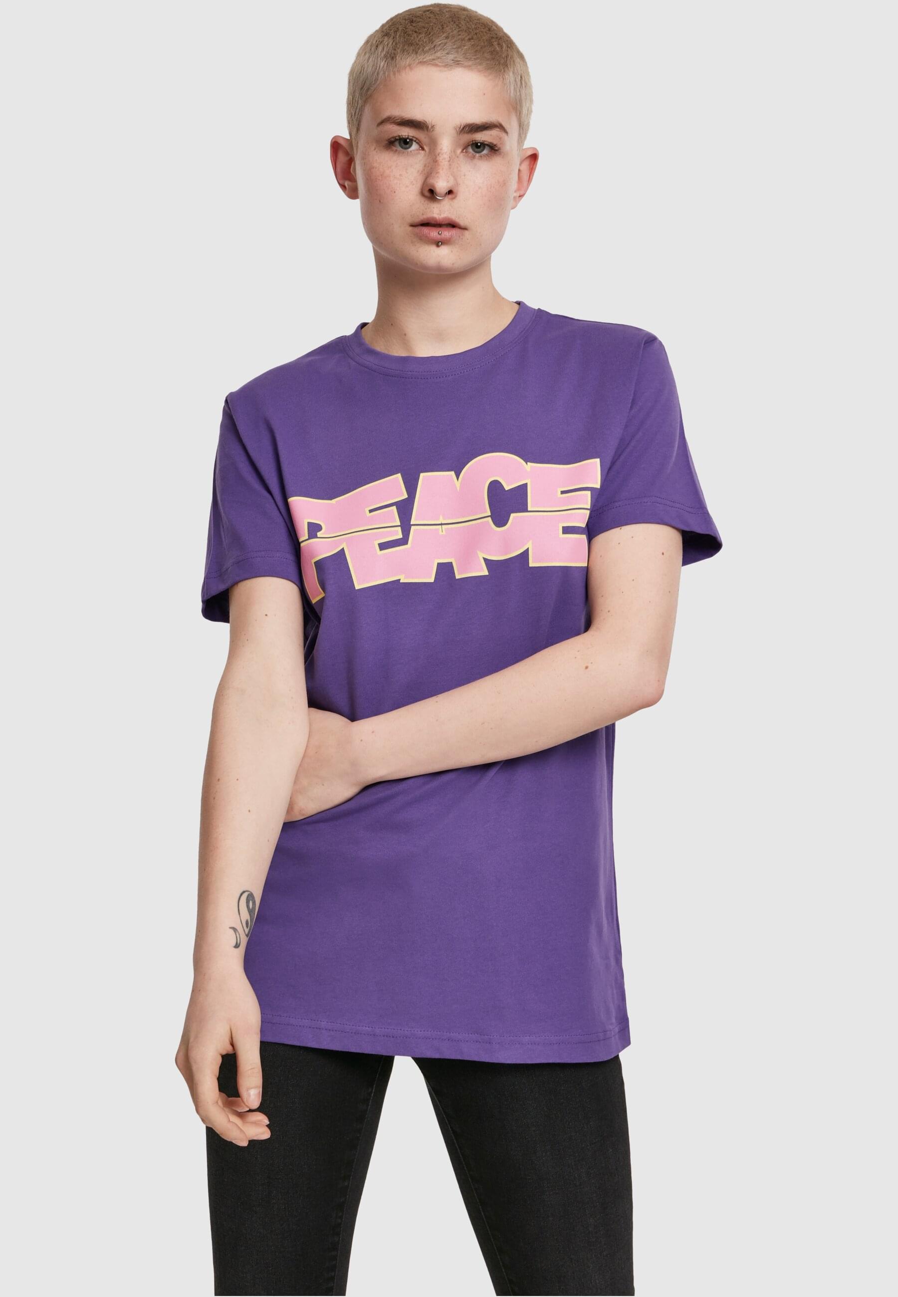 Thumbnail - MisterTee Kurzarmshirt "MisterTee Damen Ladies Peace Tee", (1 tlg.)