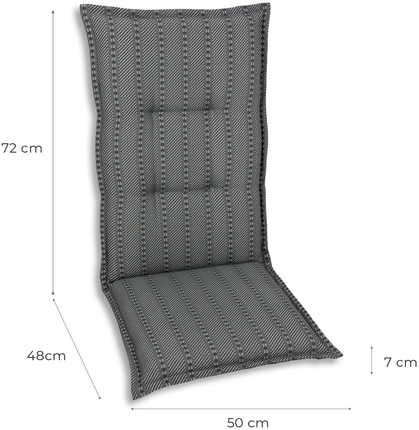 GO-DE Hochlehnerauflage, Maße ca.: 50 cm x 120 cm x 7 cm