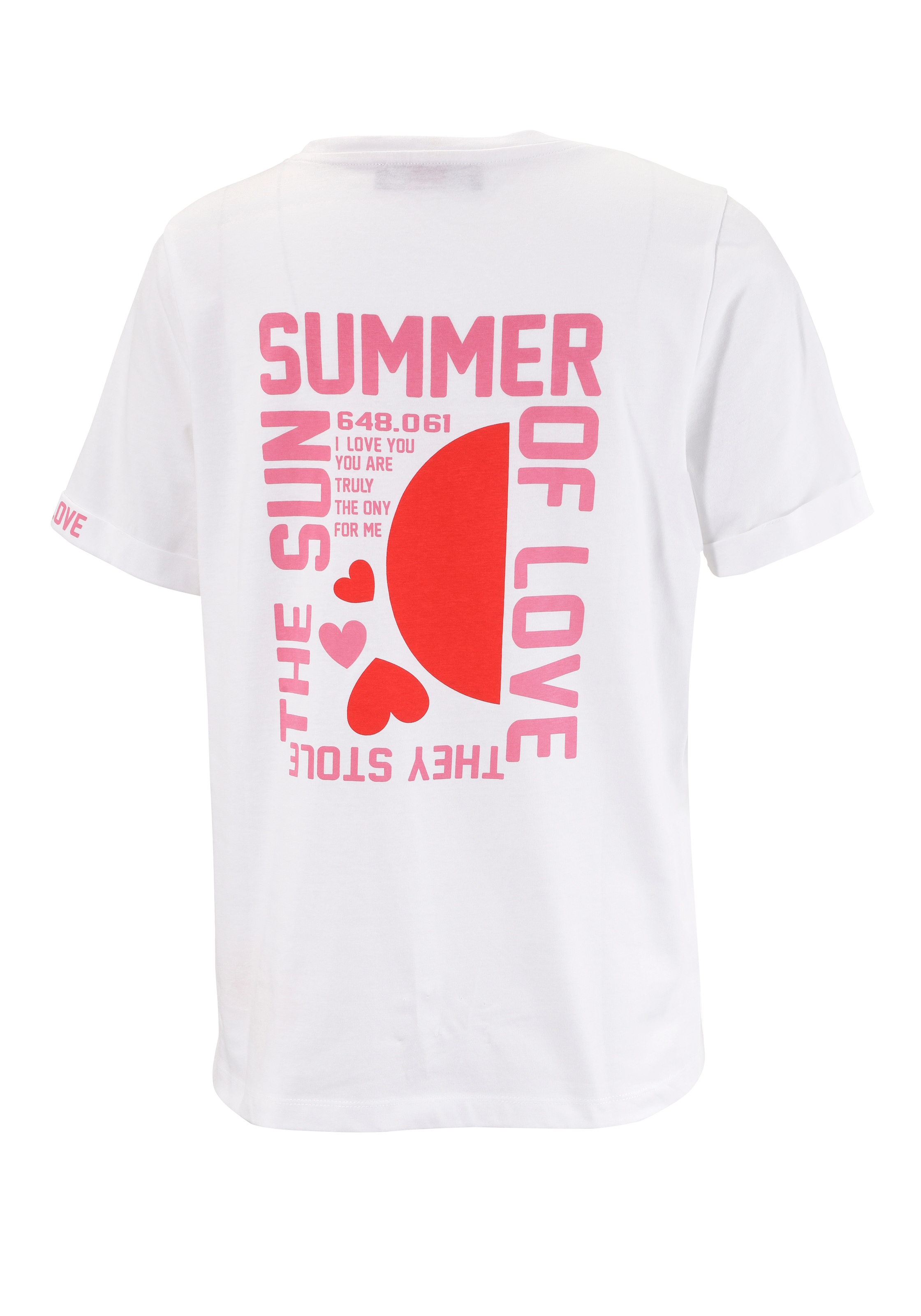 Aniston CASUAL T-Shirt, mit Herz-Applikation und bedrucktem Rücken