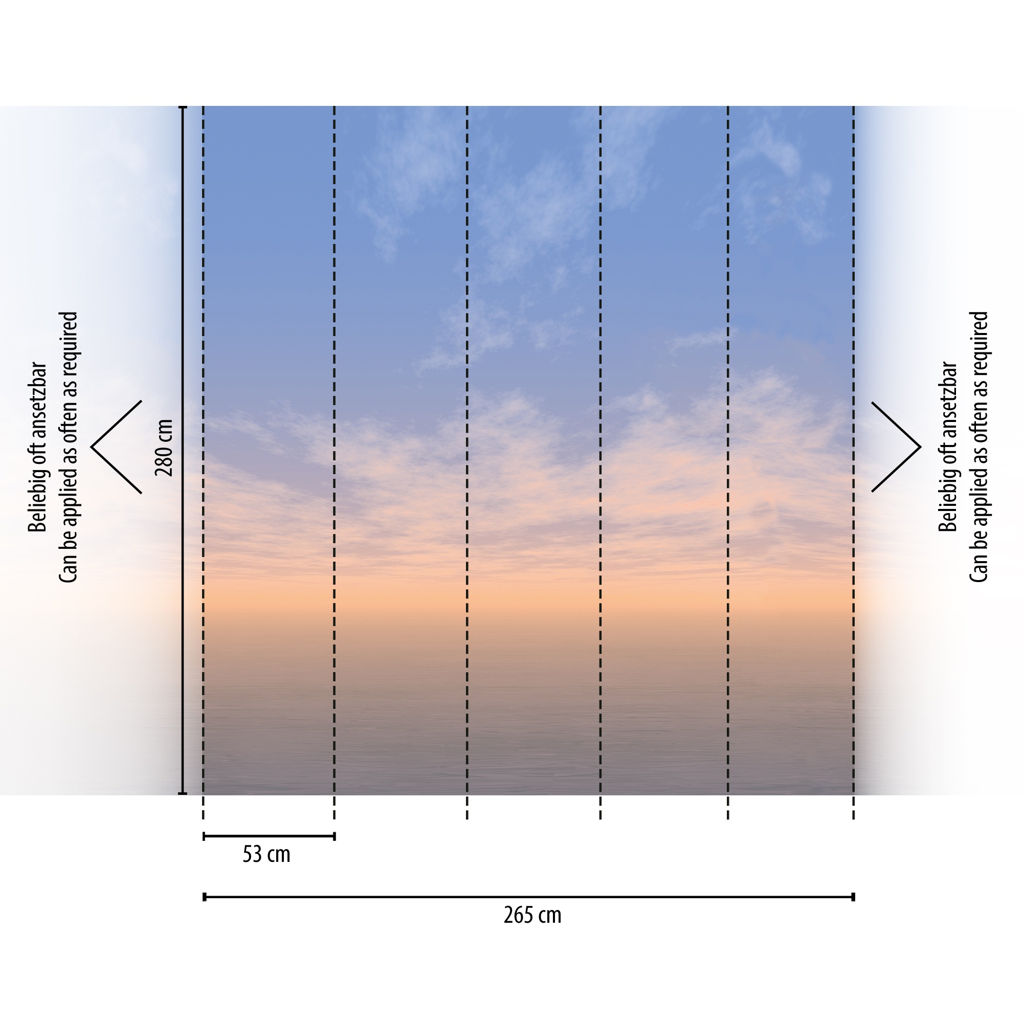 living walls Fototapete »Fototapete Sonnenaufgang« gemustert | matt | neutral glatt Himmel Wolken Horizont Tapeten Wohnzimmer Schlafzimmer Küche Blaue