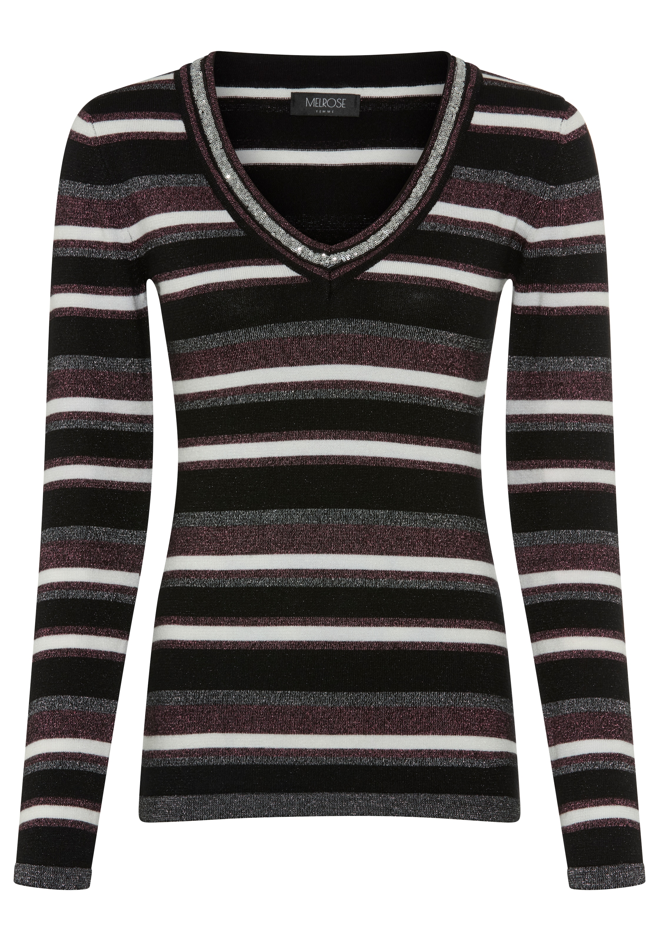 Melrose V-Ausschnitt-Pullover mit weichem Glitzergarn und Pailletten-Details