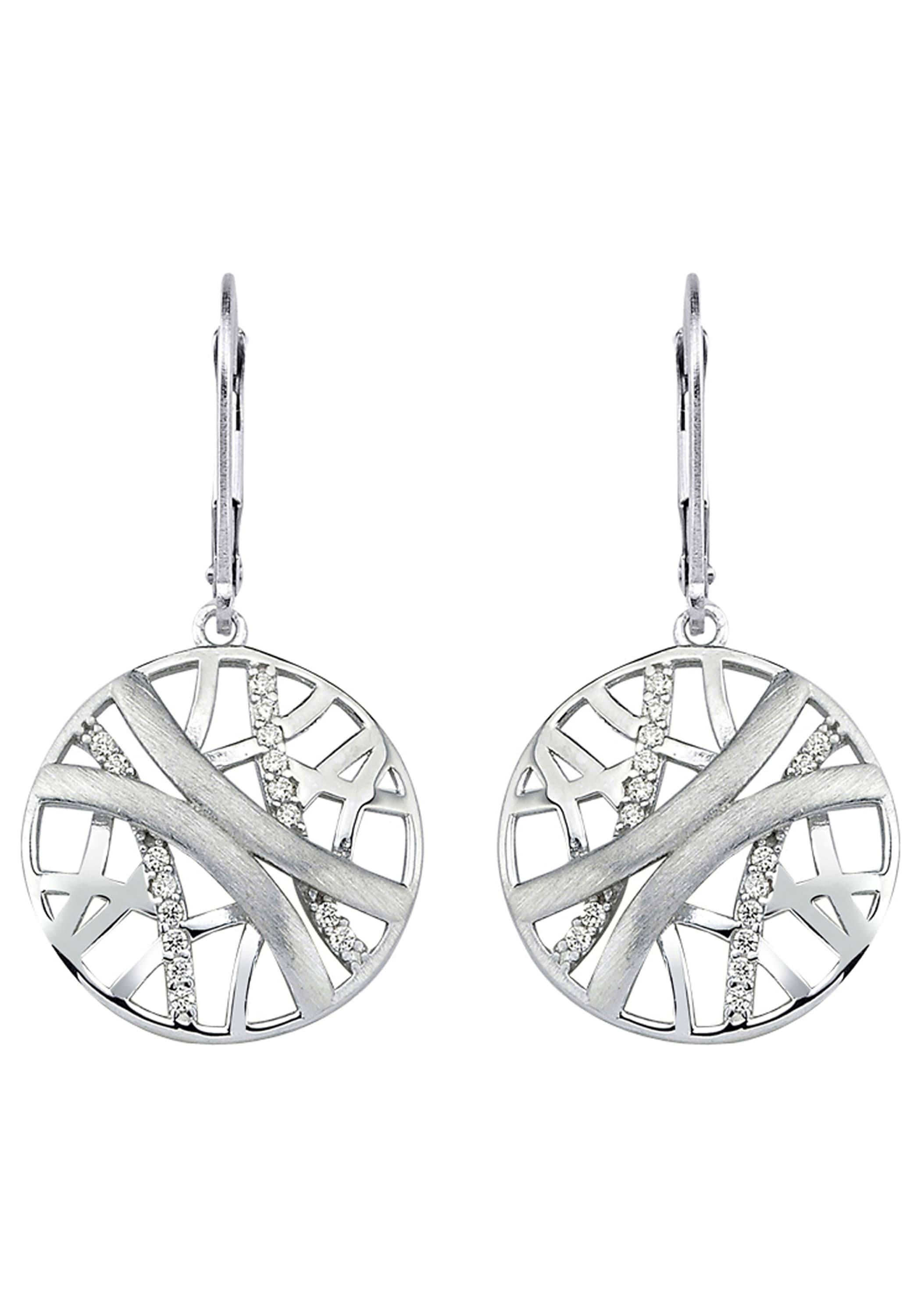 JOBO Paar Ohrhänger rund 925 Silber mit 32 Zirkonia
